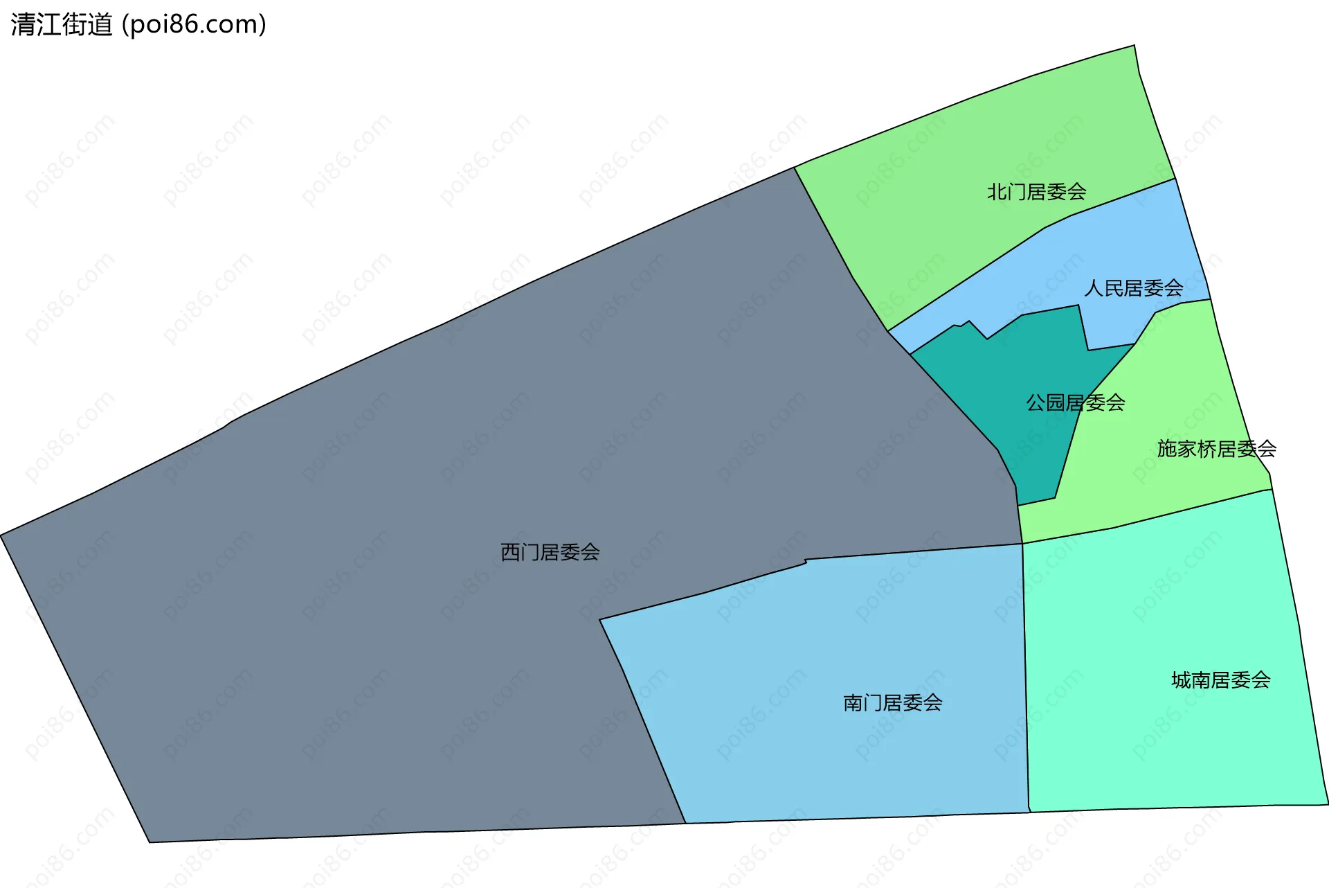 清江街道边界地图(五级行政区划)