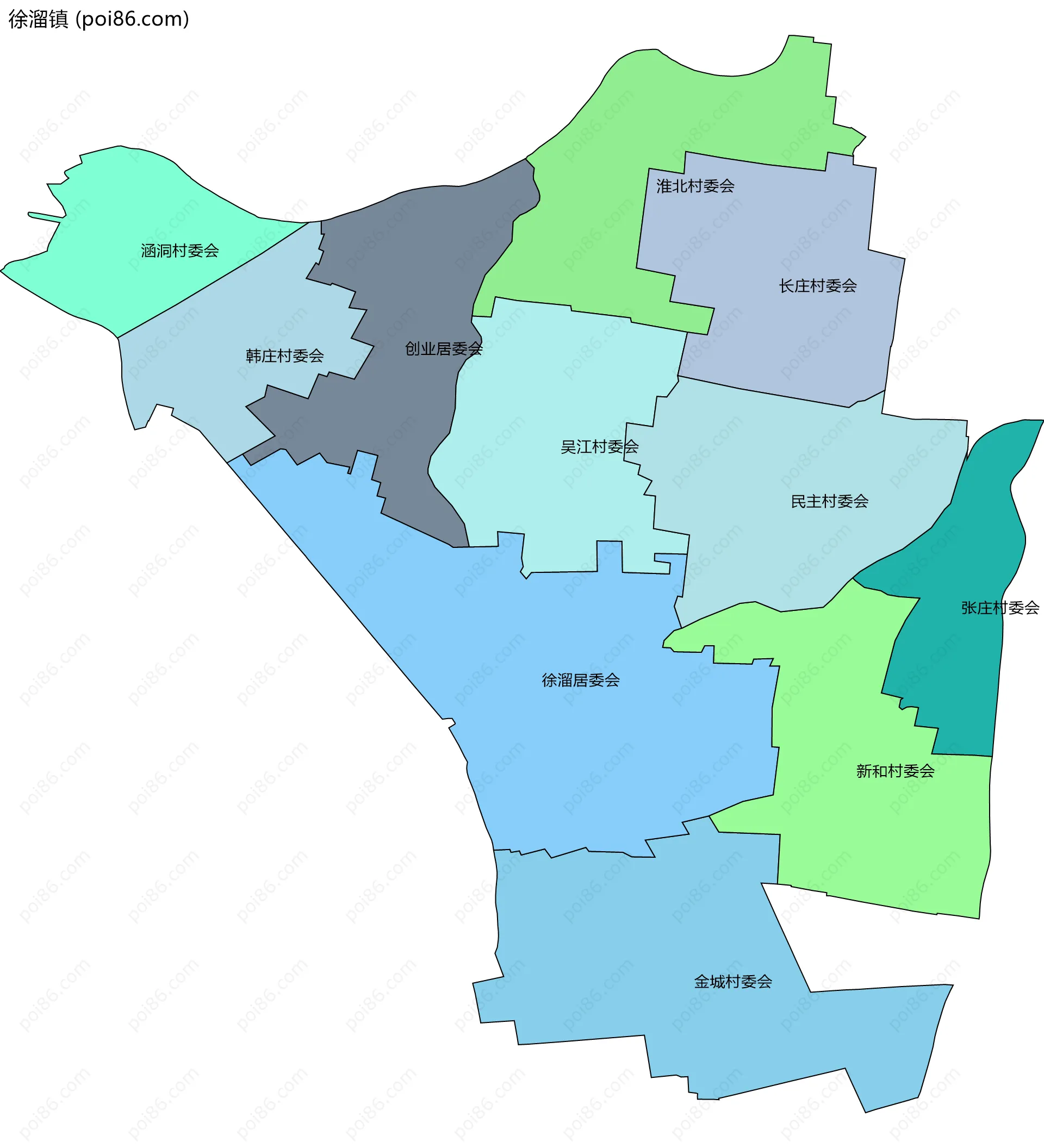 徐溜镇边界地图(五级行政区划)