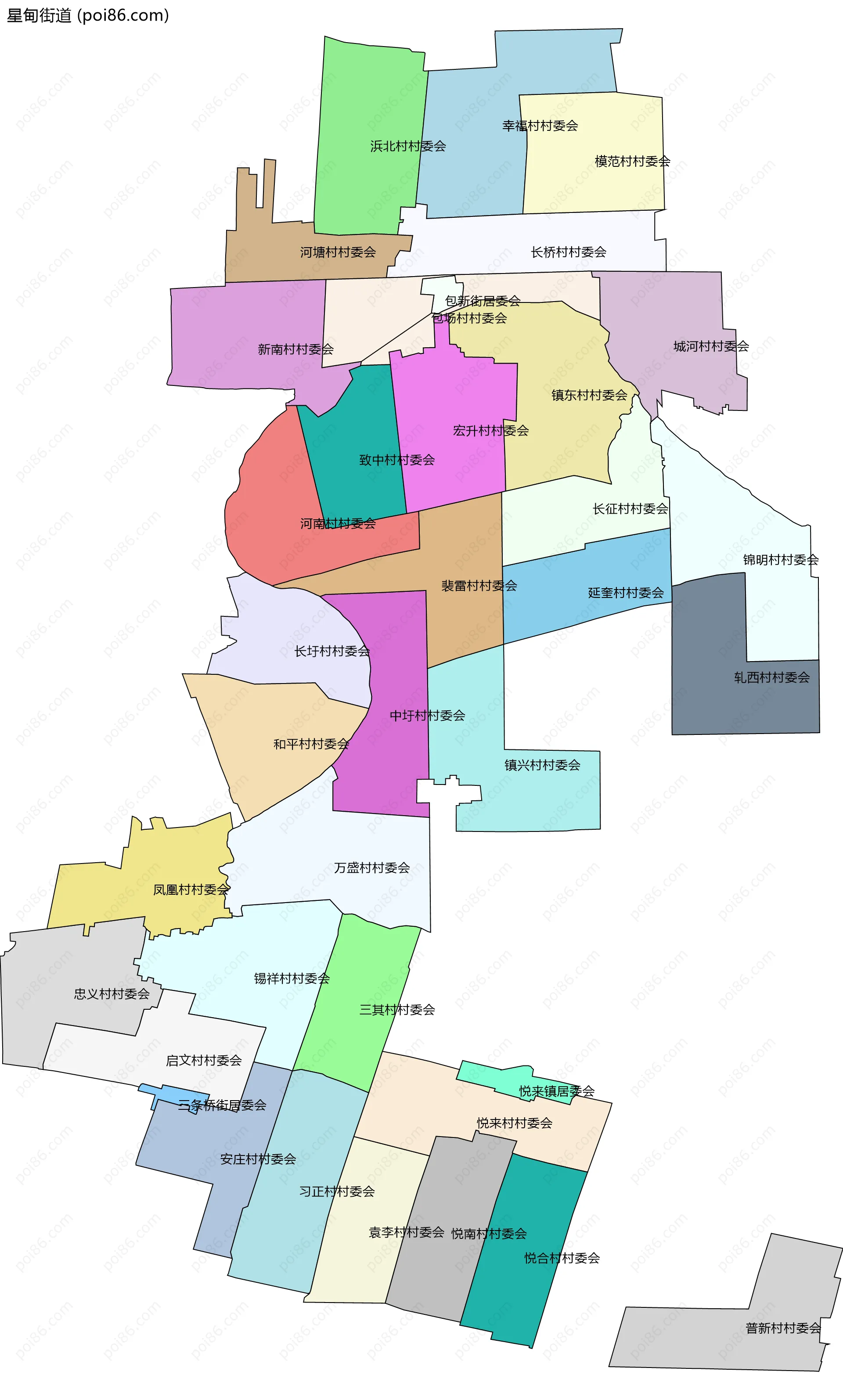 星甸街道边界地图(五级行政区划)