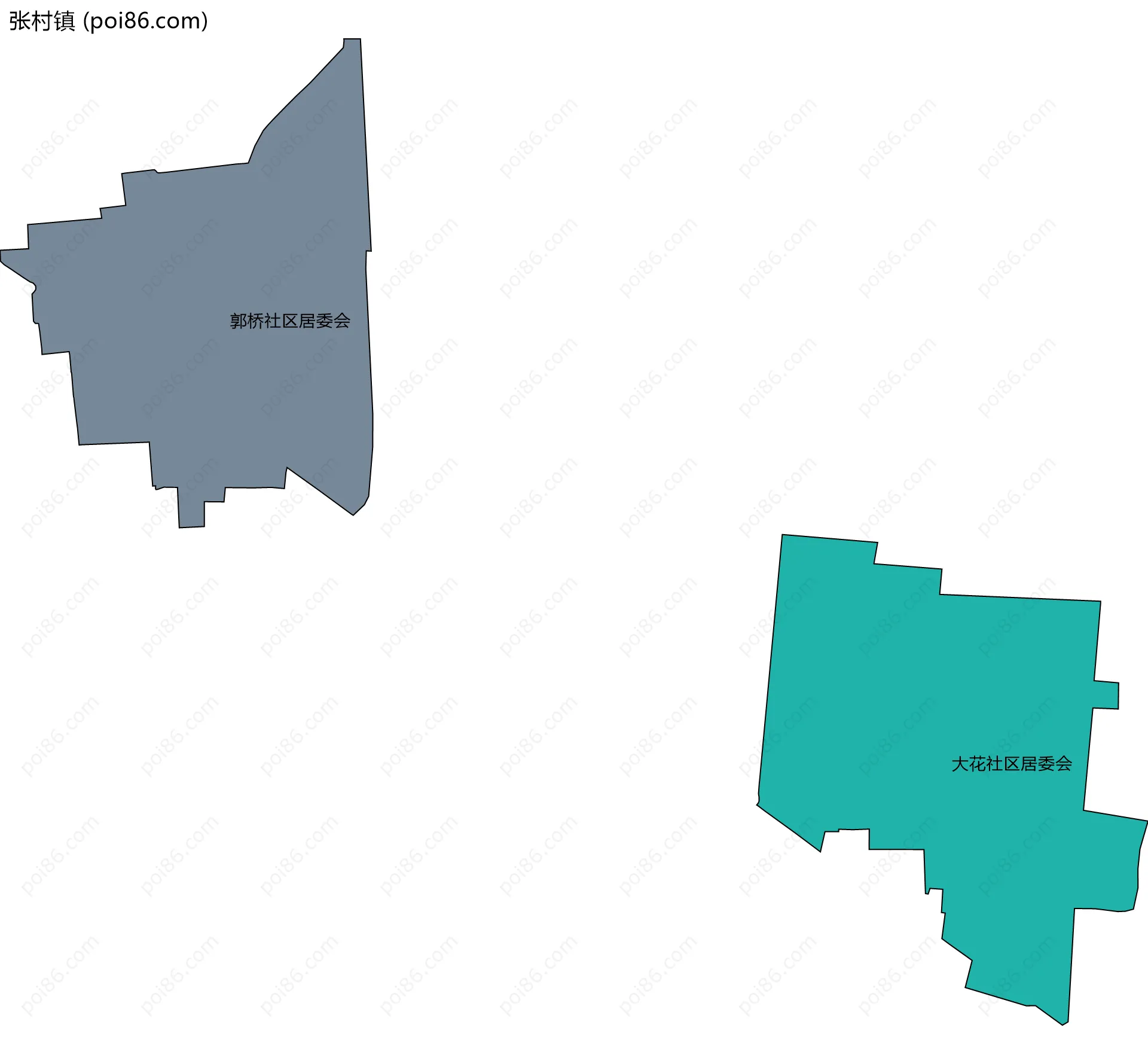 张村镇边界地图(五级行政区划)