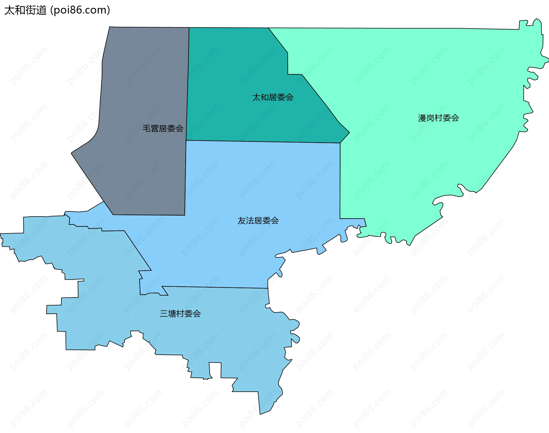 太和街道边界地图(五级行政区划)