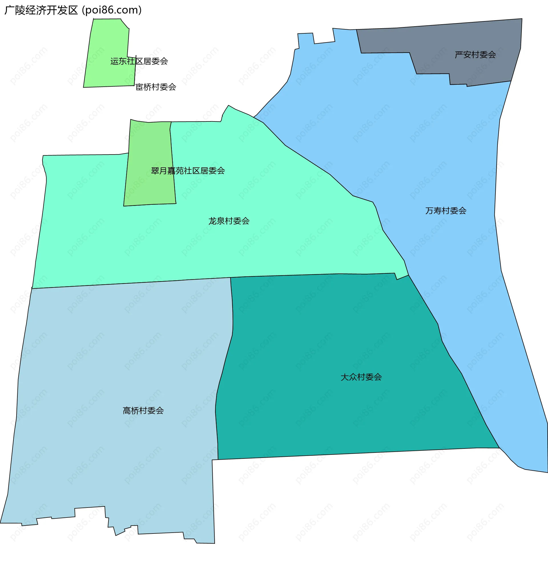 广陵经济开发区边界地图(五级行政区划)