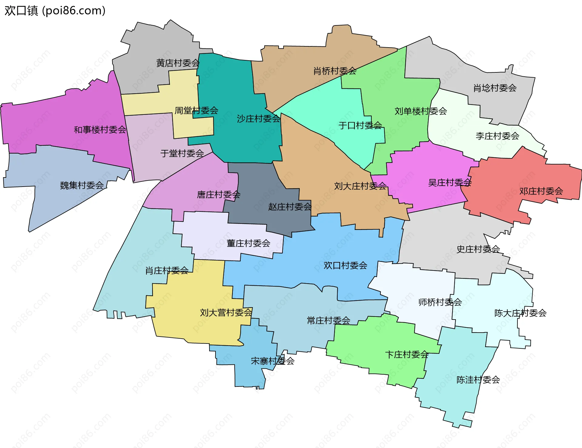 欢口镇边界地图(五级行政区划)
