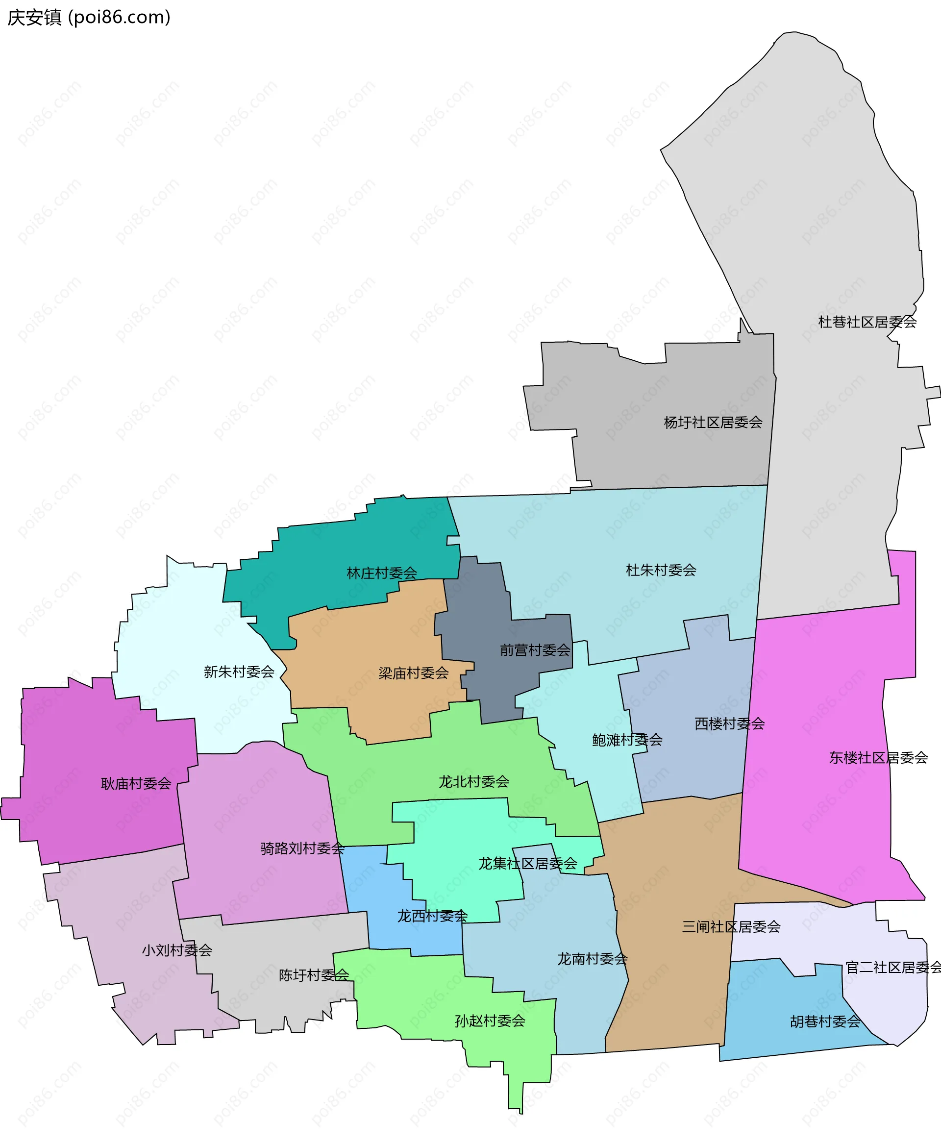 庆安镇边界地图(五级行政区划)