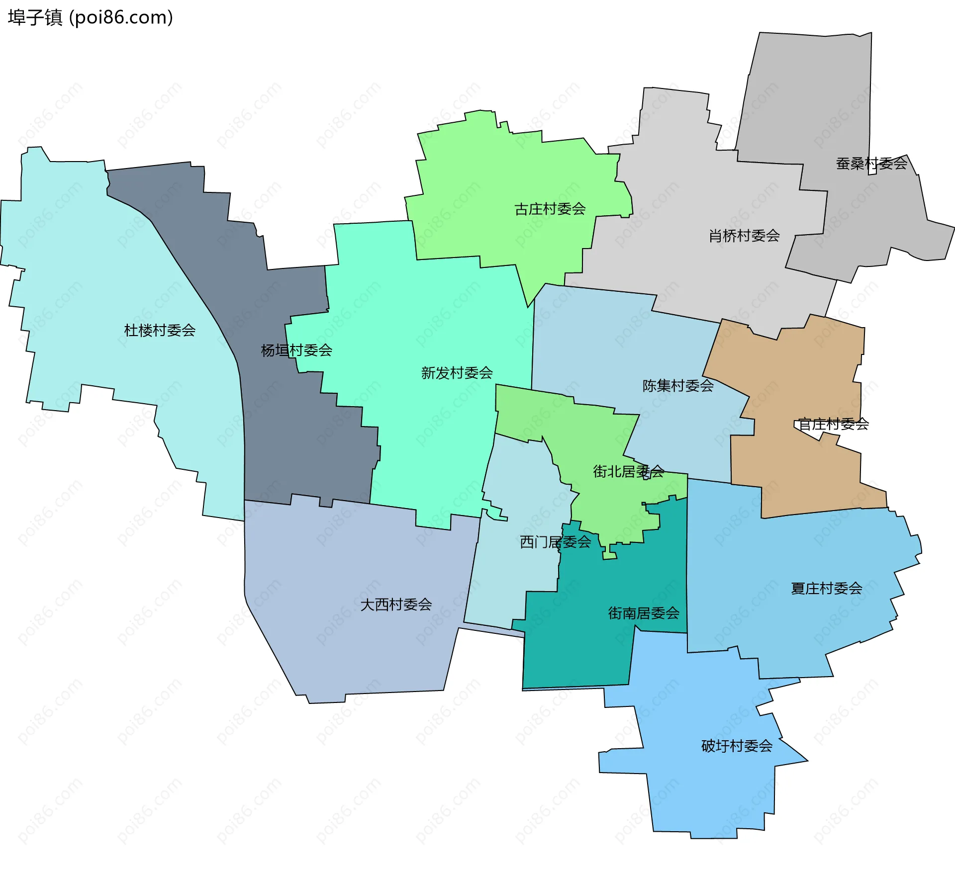 埠子镇边界地图(五级行政区划)