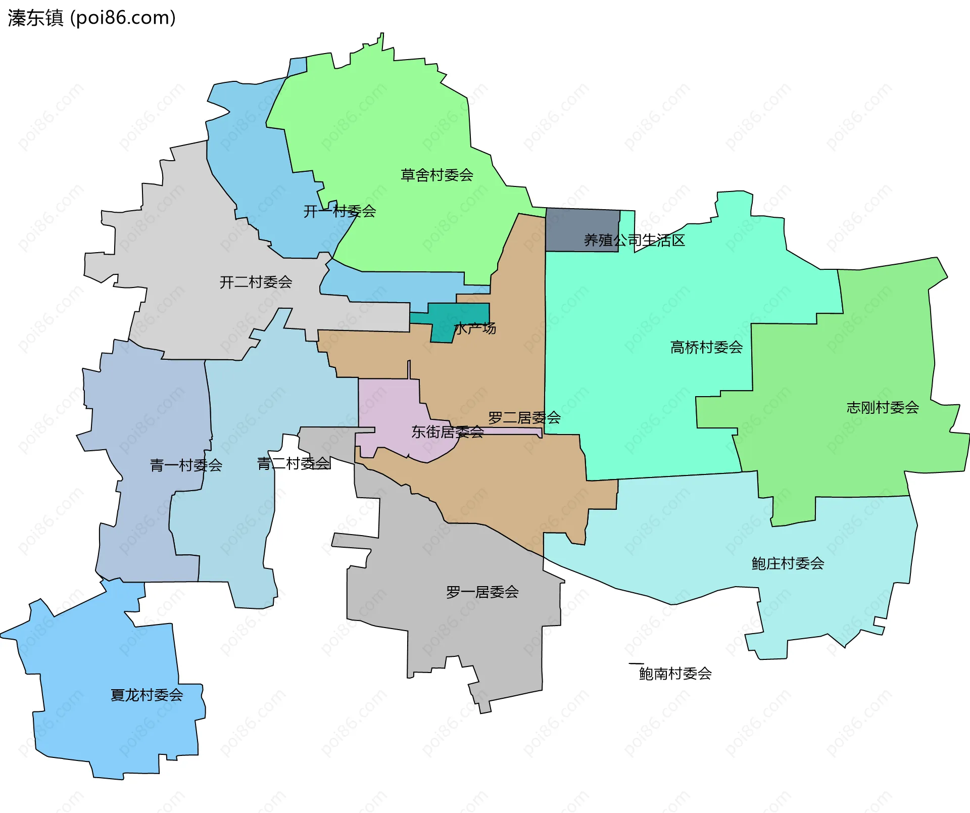 溱东镇边界地图(五级行政区划)