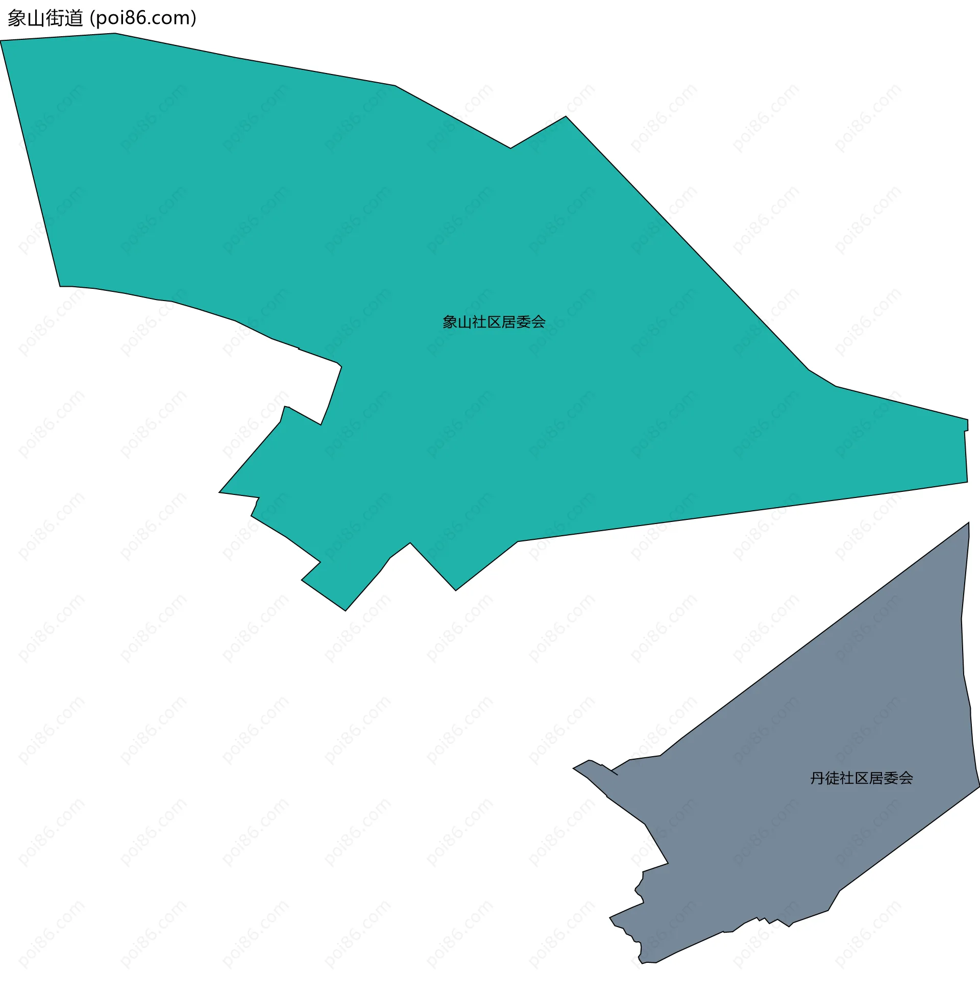 象山街道边界地图(五级行政区划)