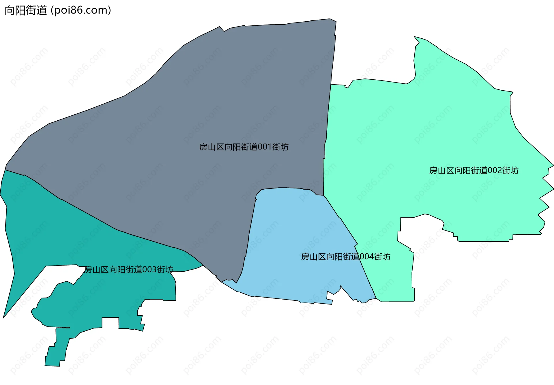 向阳街道边界地图(五级行政区划)