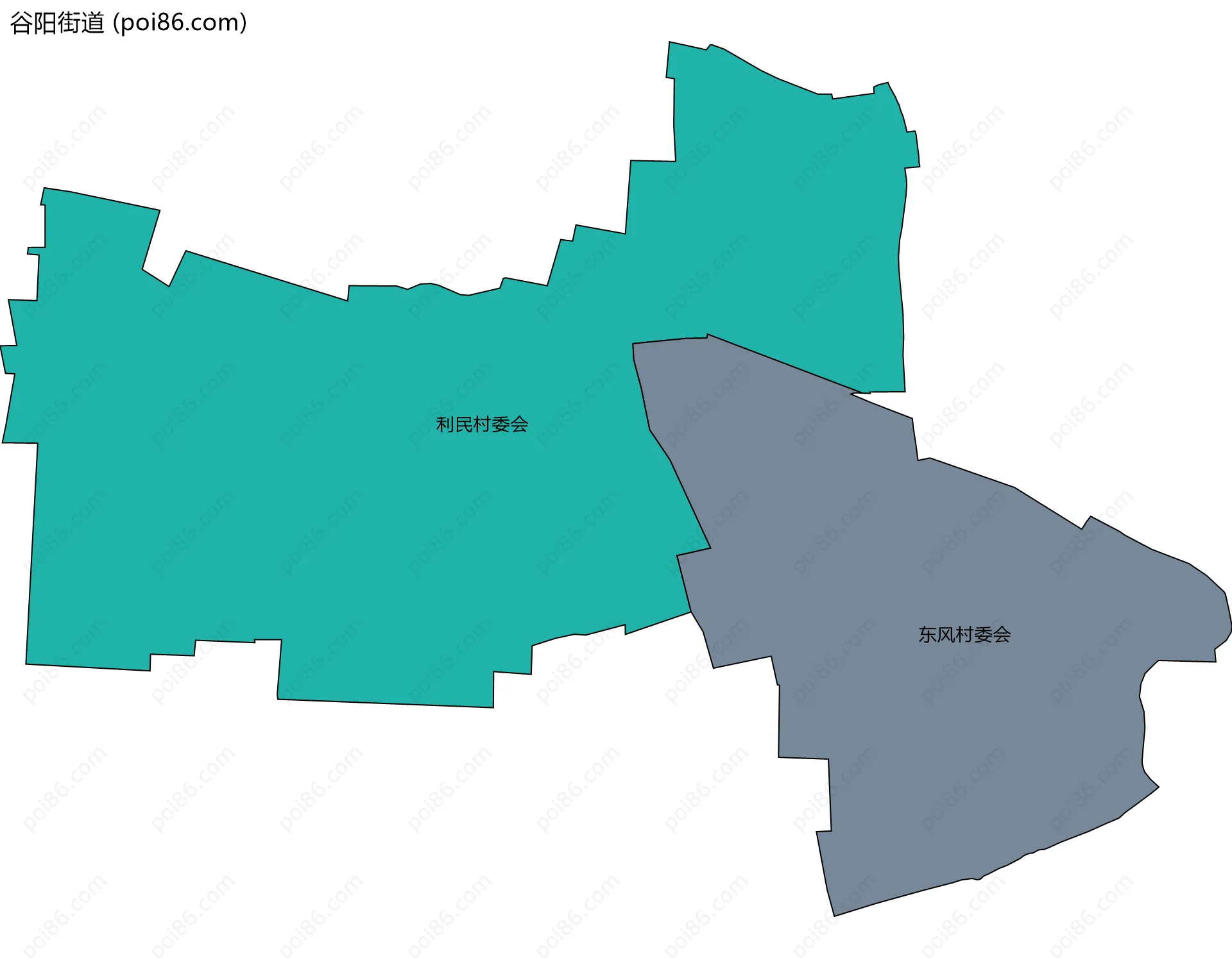 谷阳街道边界地图(五级行政区划)