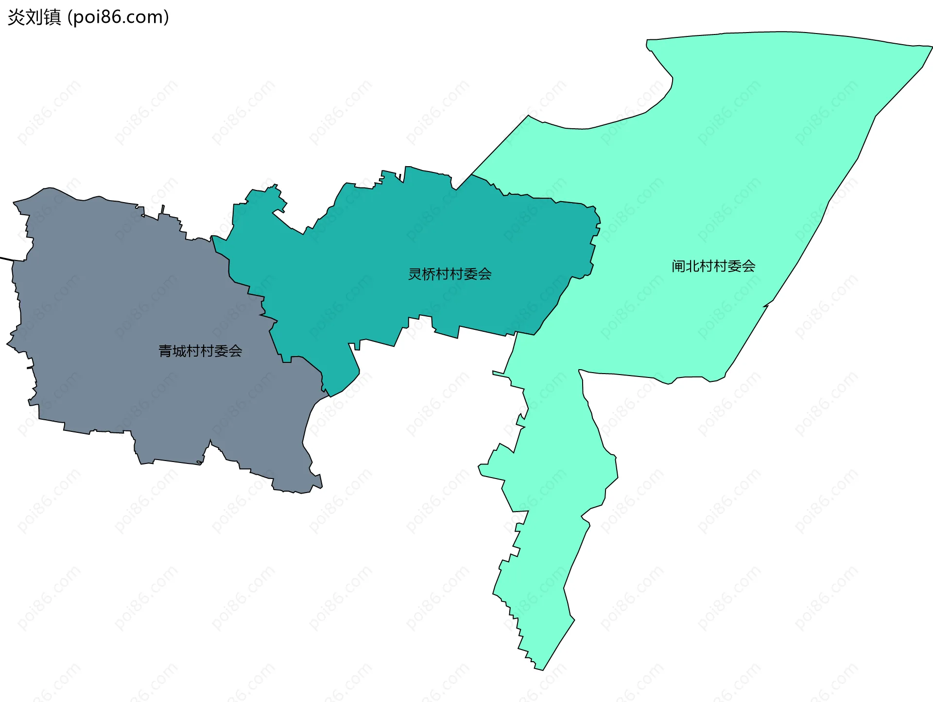炎刘镇边界地图(五级行政区划)