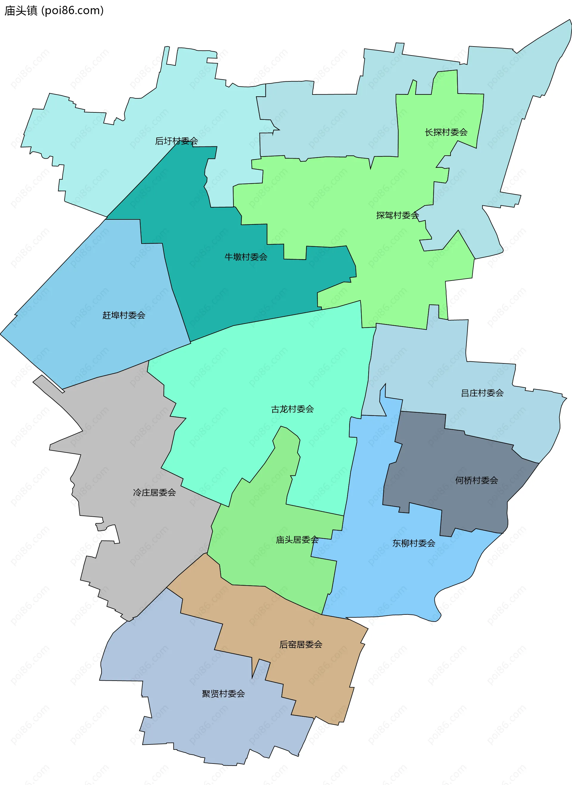 庙头镇边界地图(五级行政区划)