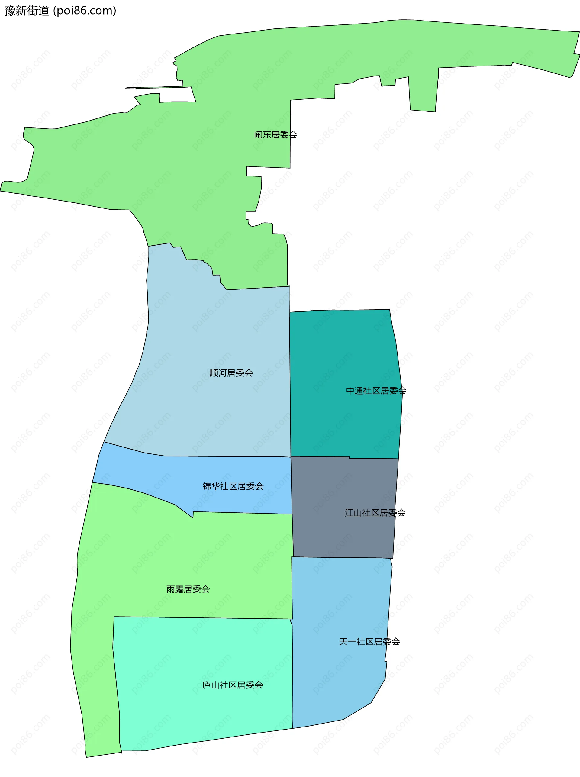 豫新街道边界地图(五级行政区划)
