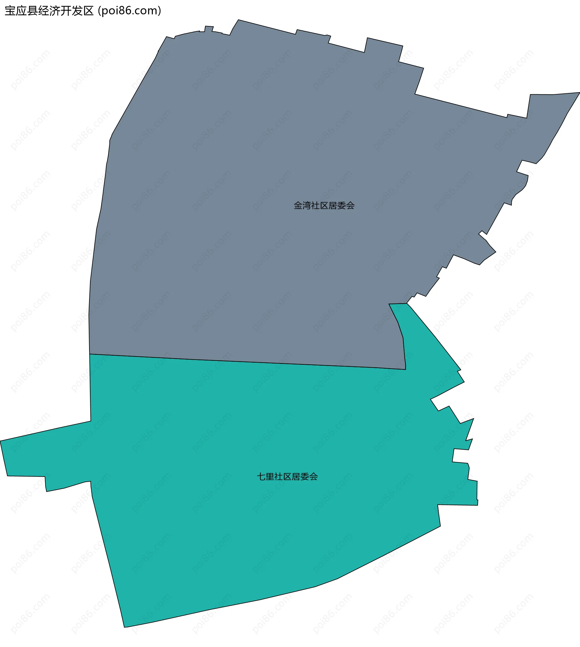 宝应县经济开发区边界地图(五级行政区划)