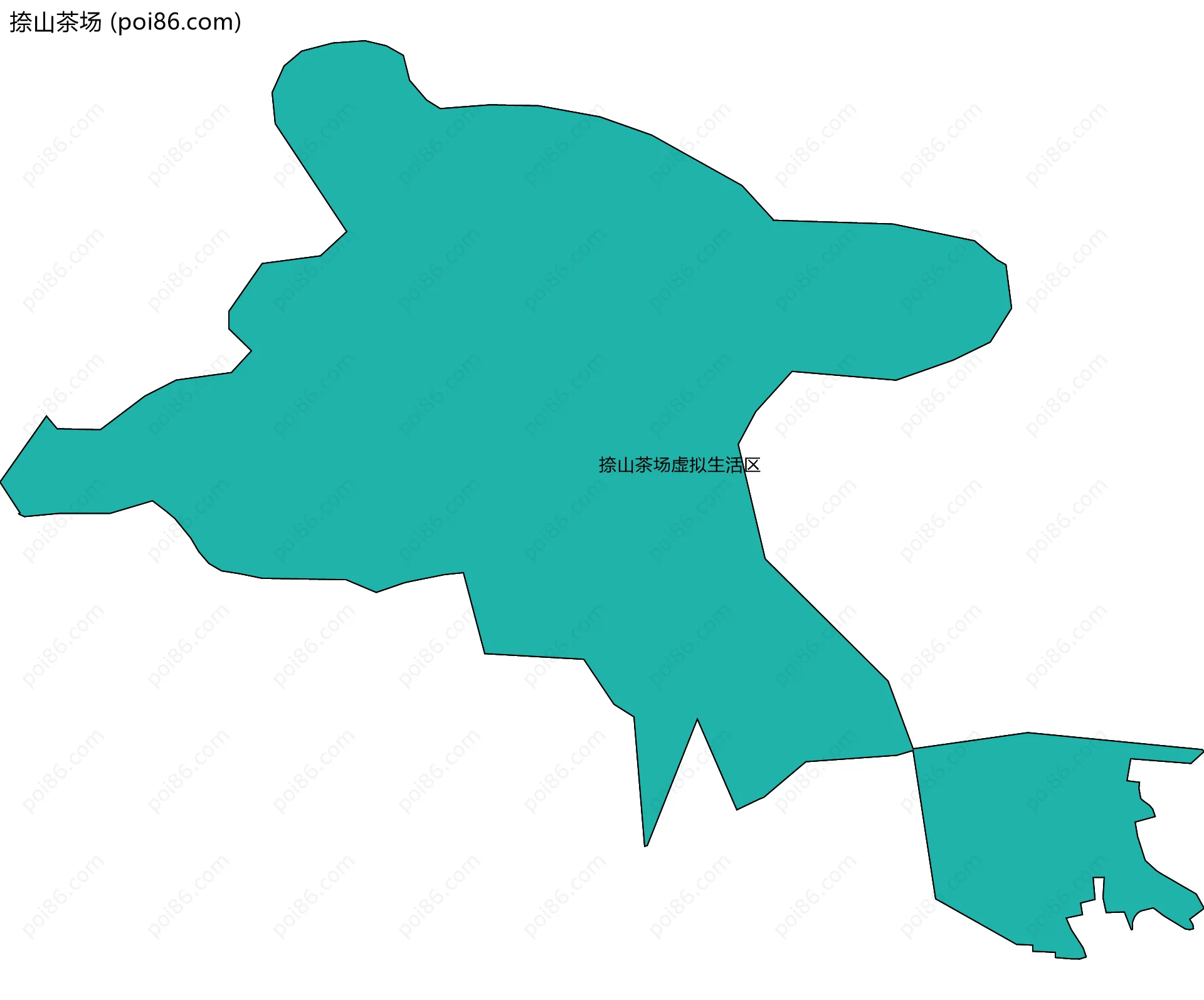 捺山茶场边界地图(五级行政区划)