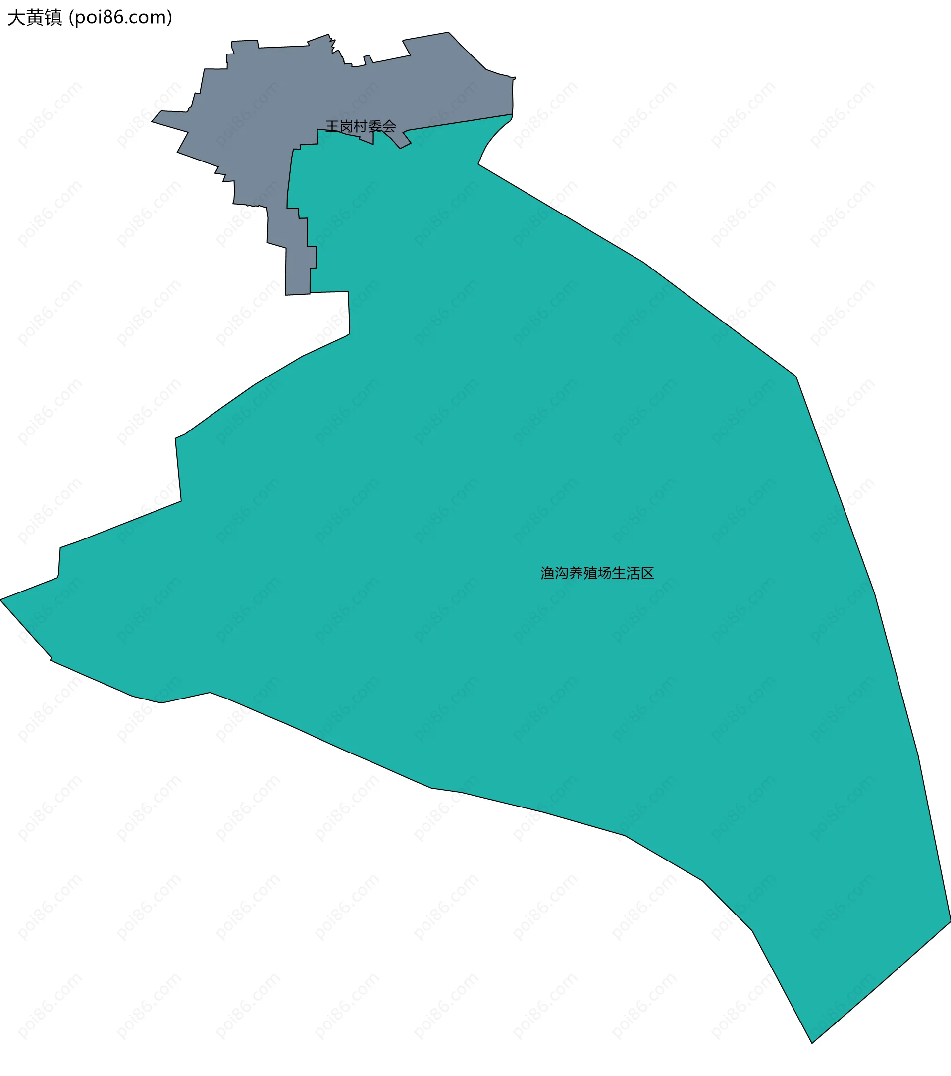 大黄镇边界地图(五级行政区划)
