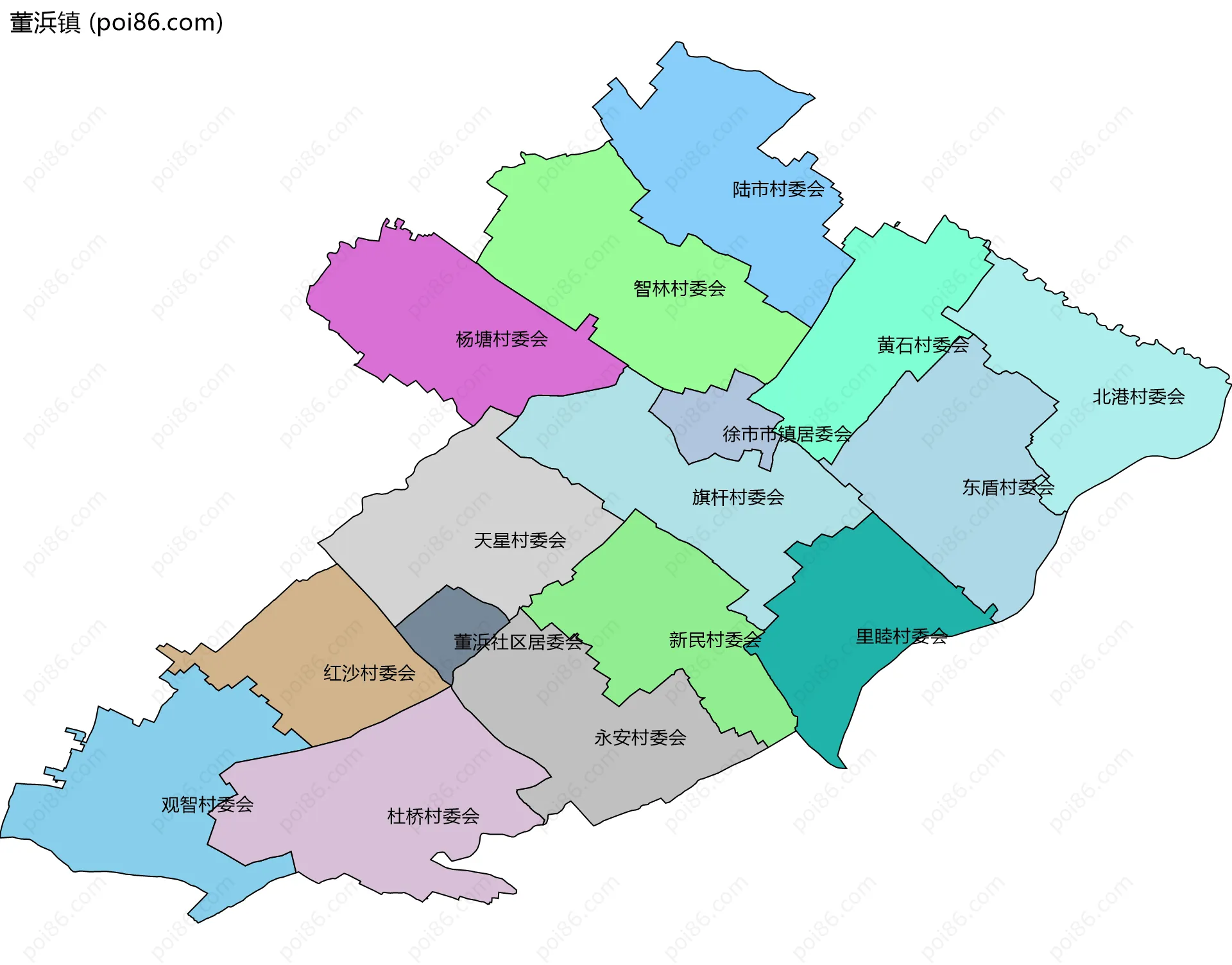董浜镇边界地图(五级行政区划)