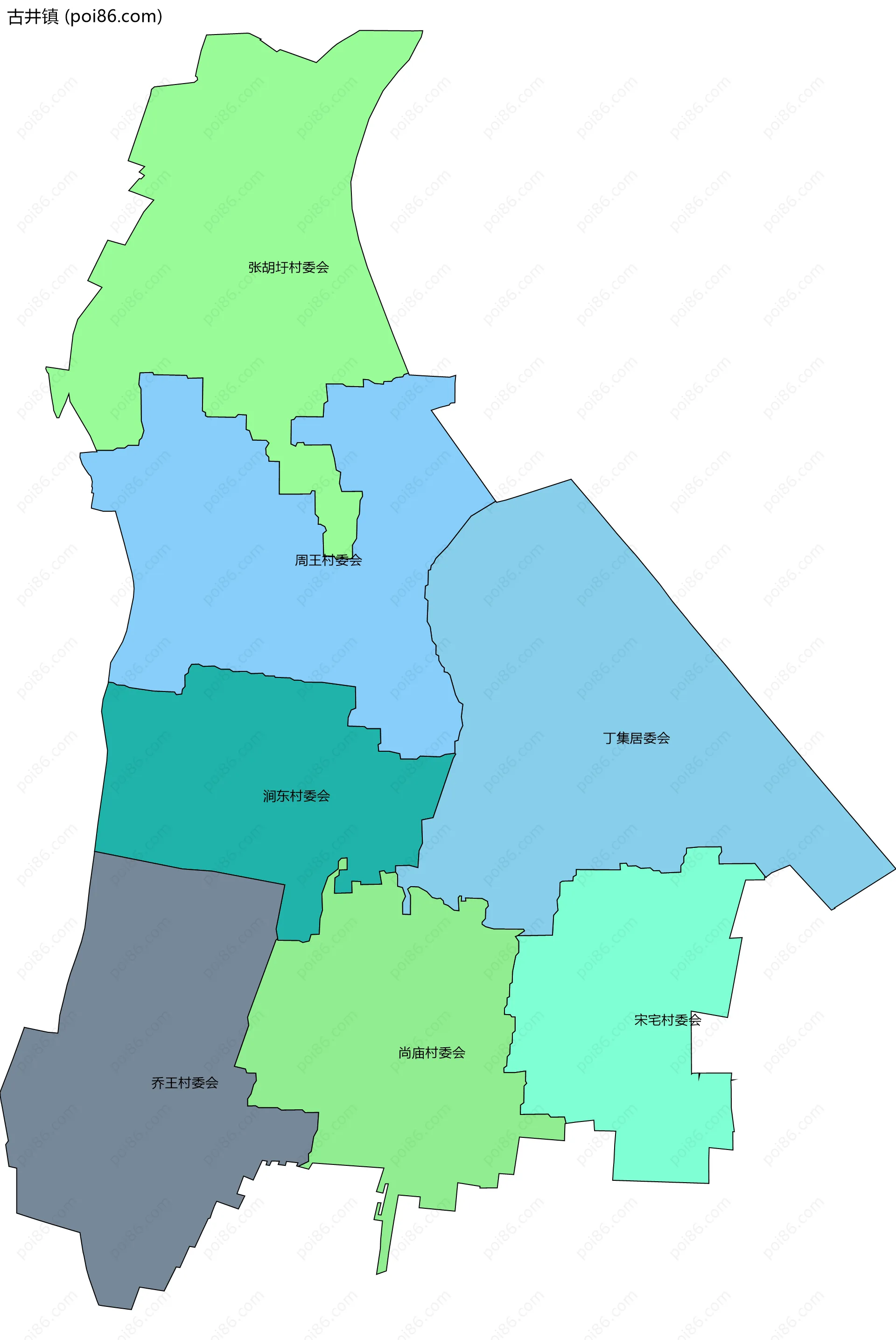 古井镇边界地图(五级行政区划)