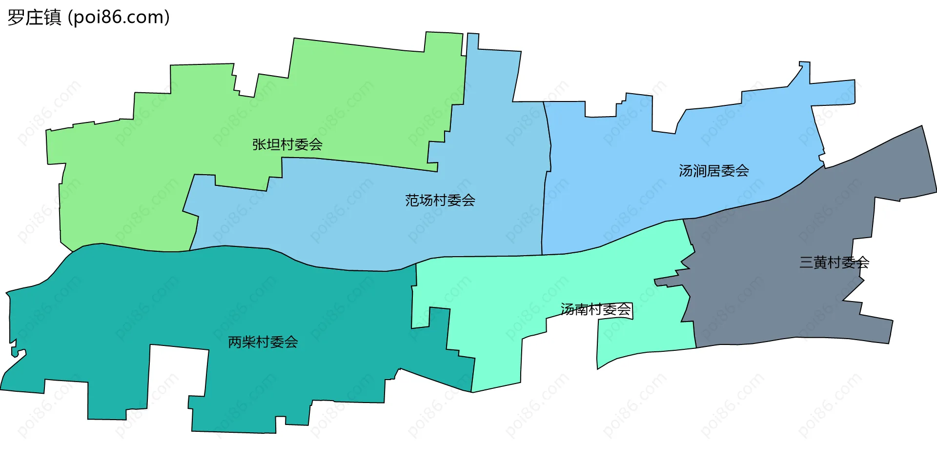 罗庄镇边界地图(五级行政区划)