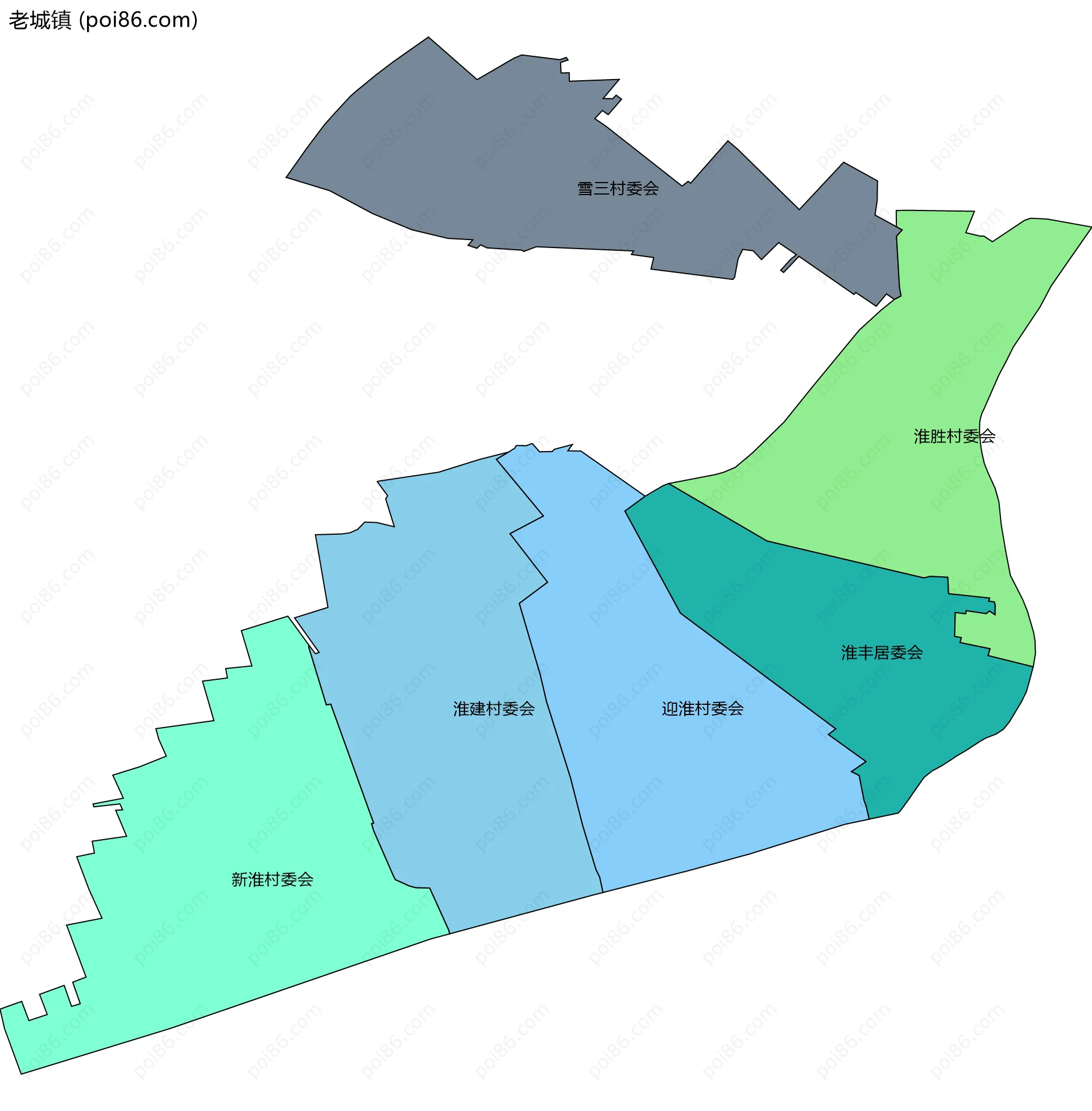 老城镇边界地图(五级行政区划)