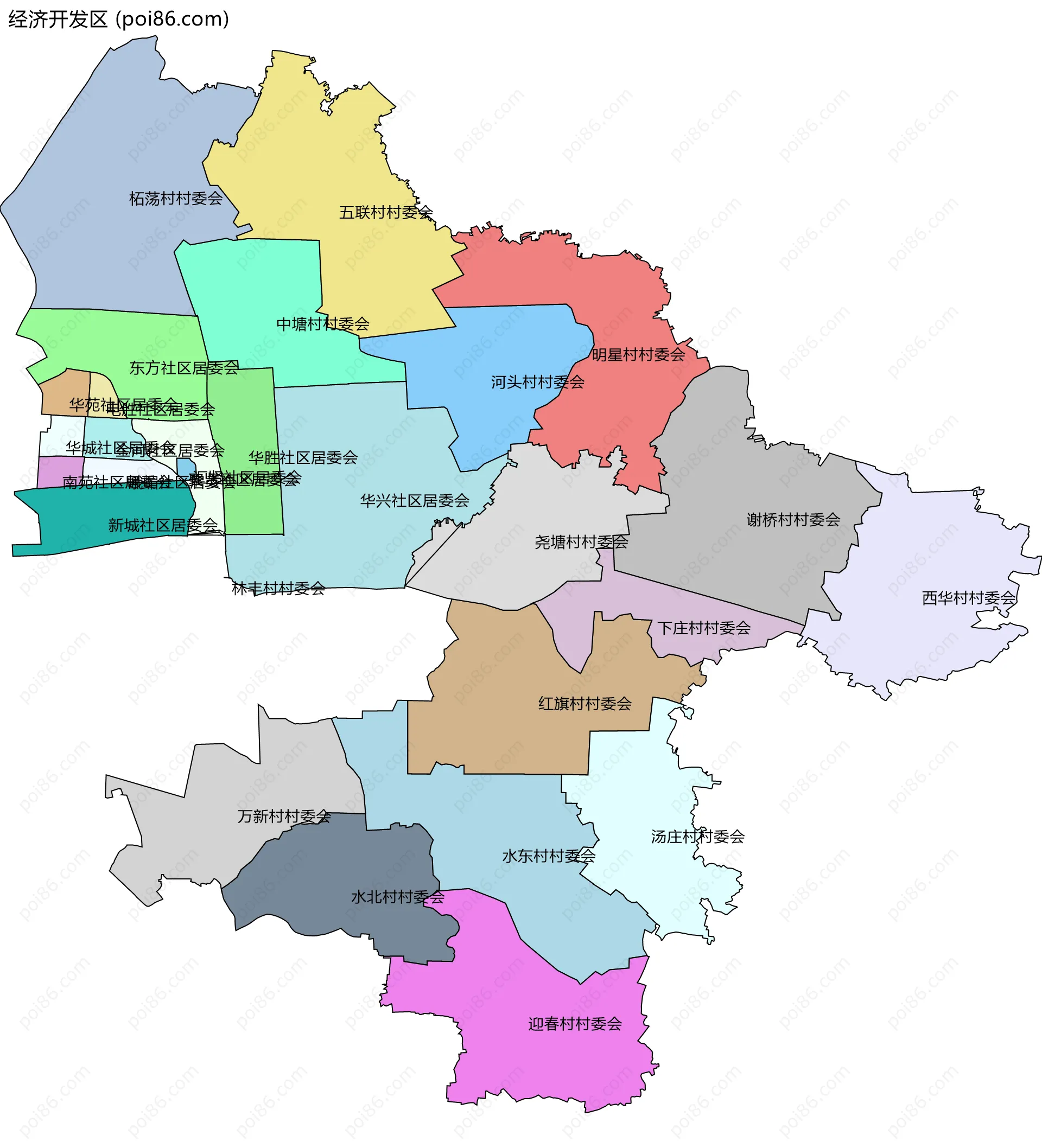 经济开发区边界地图(五级行政区划)