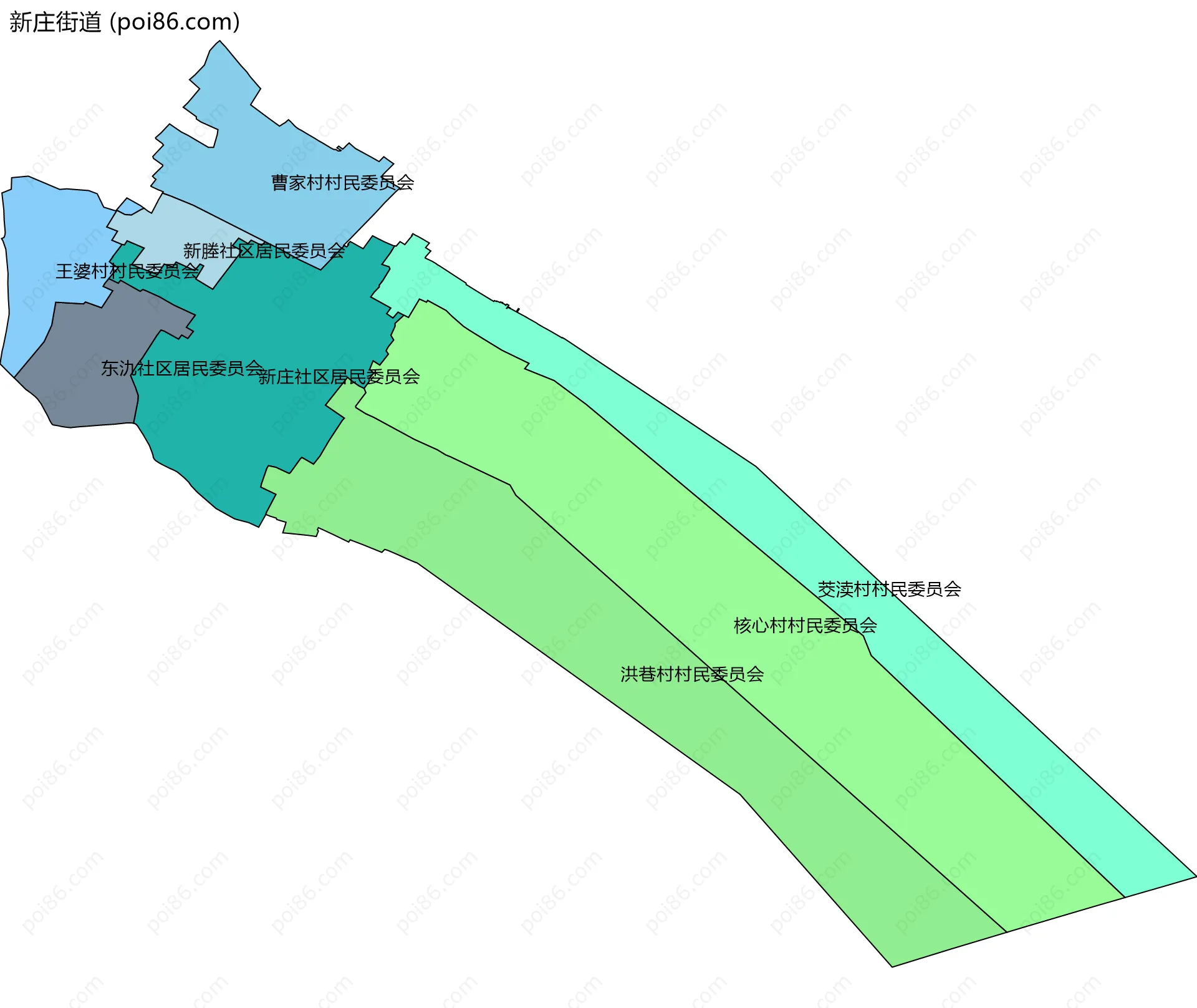 新庄街道边界地图(五级行政区划)
