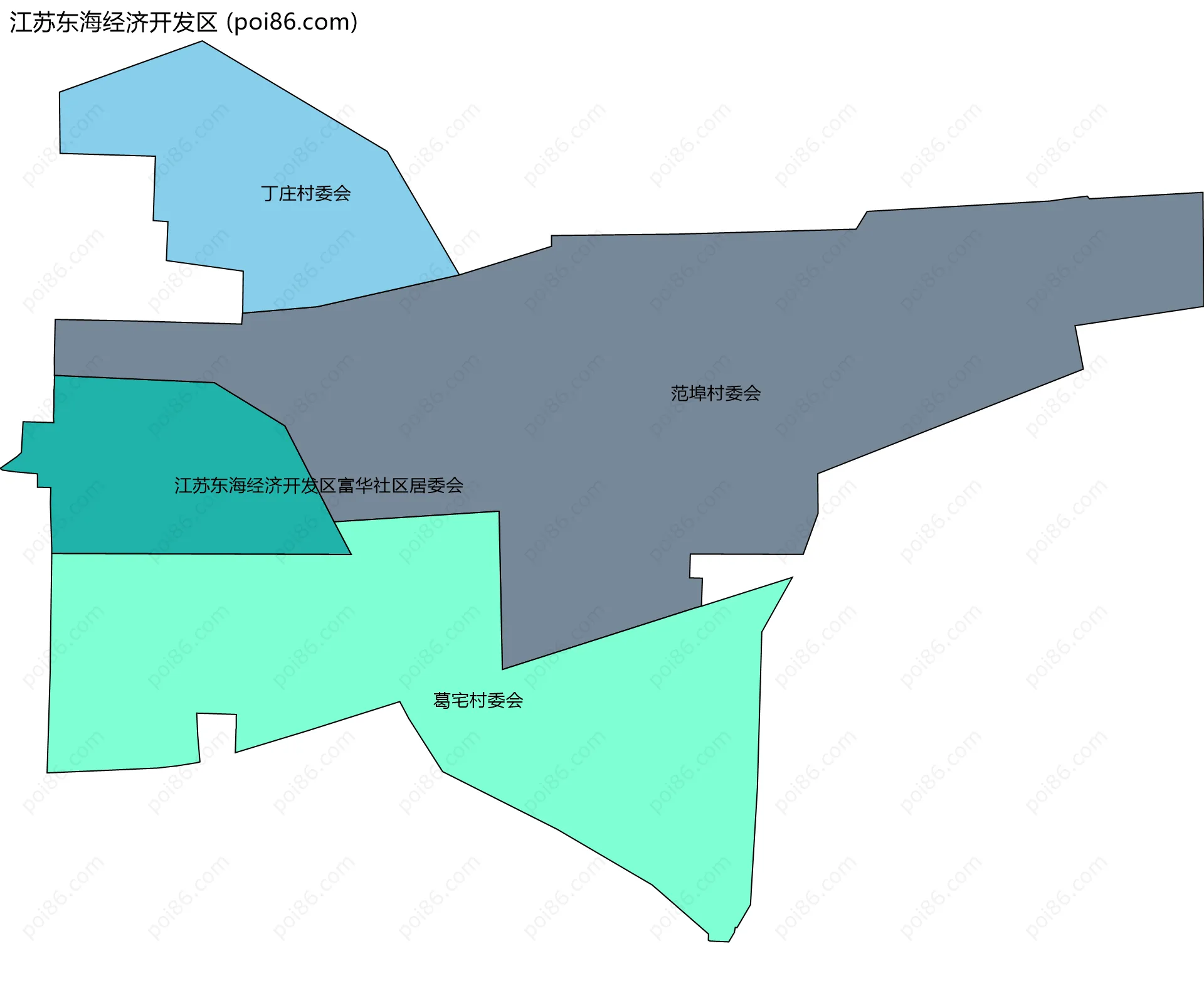 江苏东海经济开发区边界地图(五级行政区划)