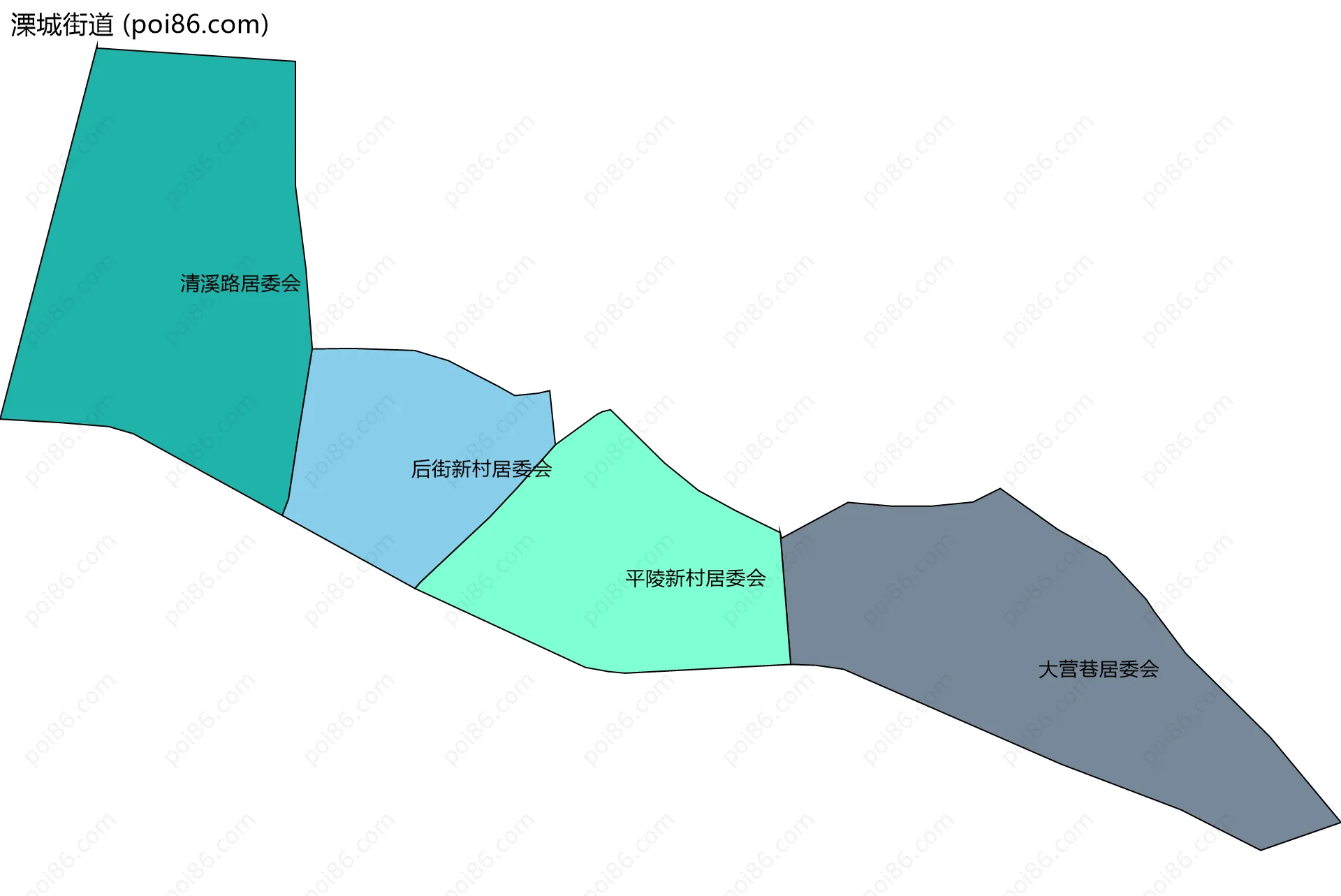 溧城街道边界地图(五级行政区划)