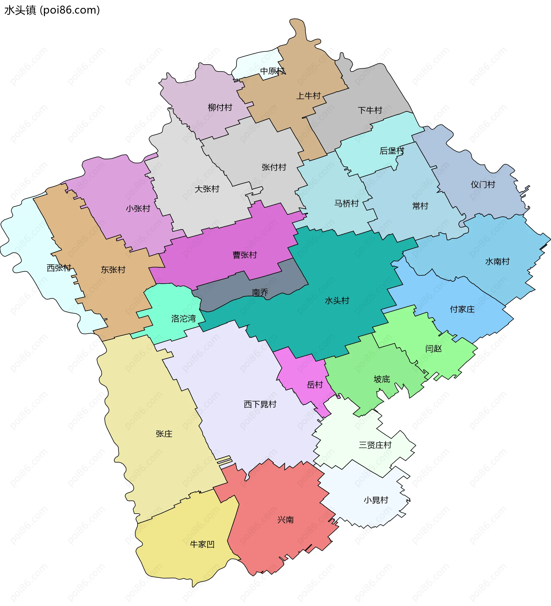 水头镇边界地图(五级行政区划)