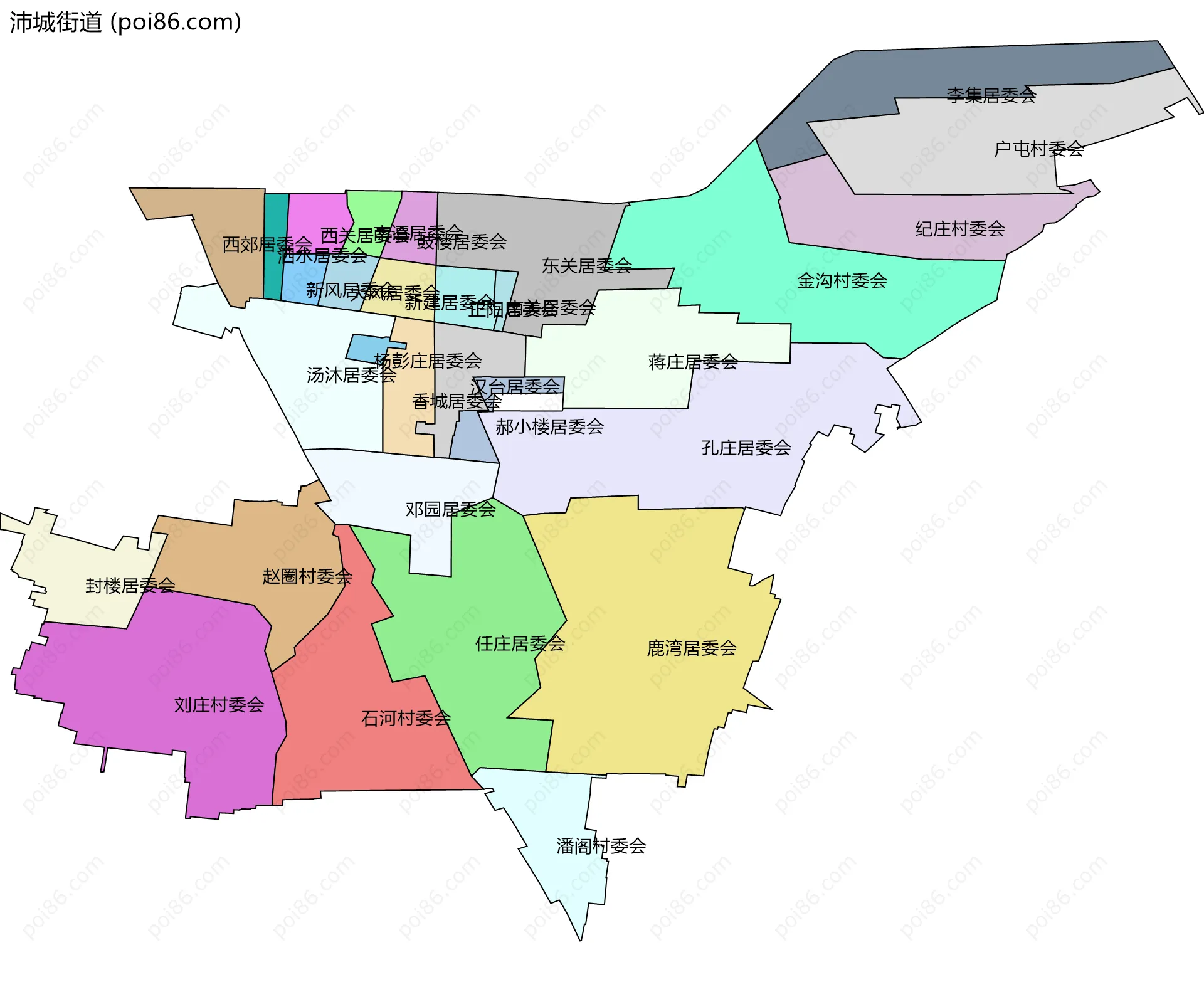 沛城街道边界地图(五级行政区划)