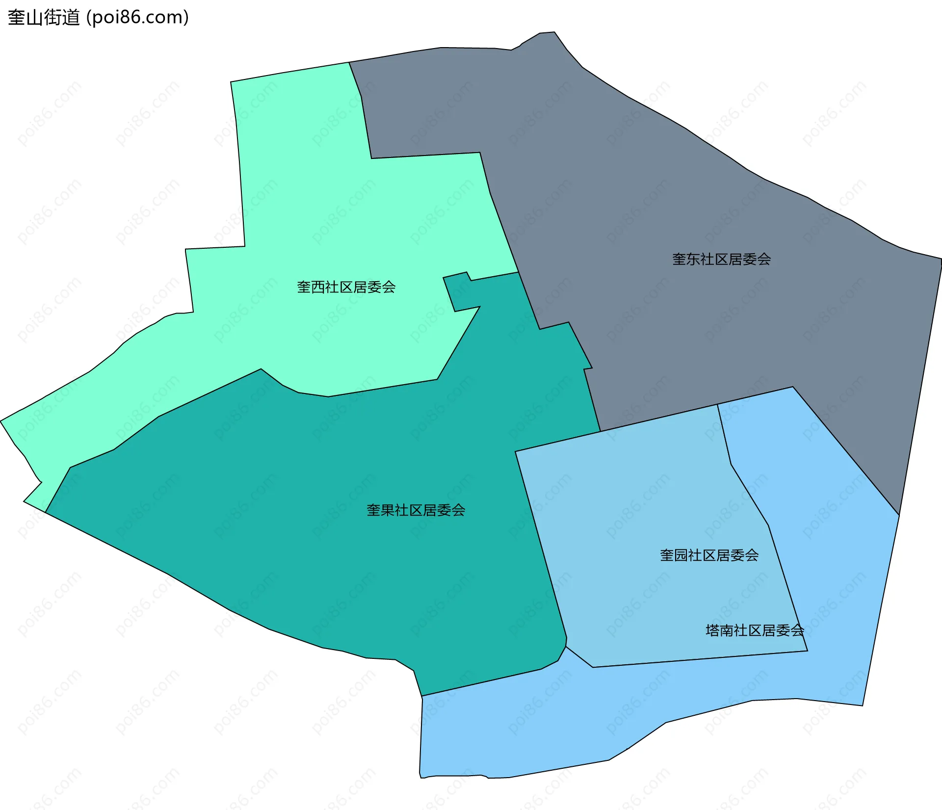 奎山街道边界地图(五级行政区划)