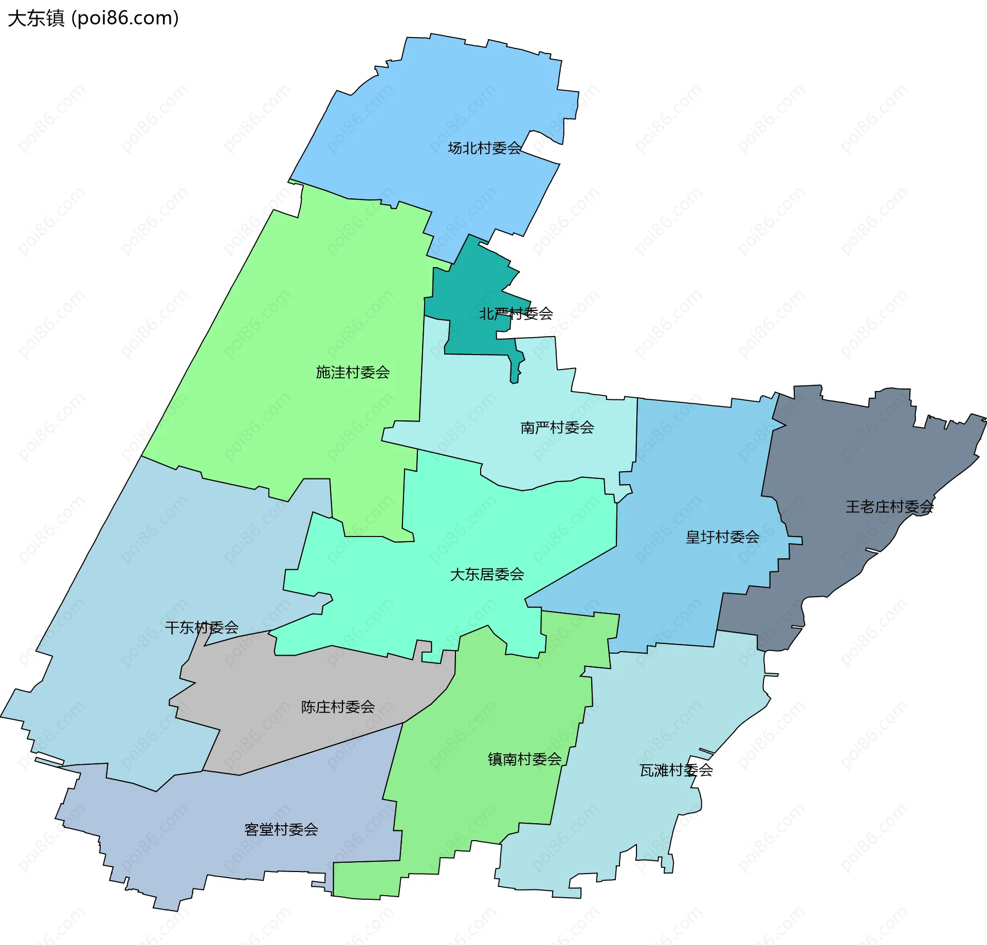 大东镇边界地图(五级行政区划)