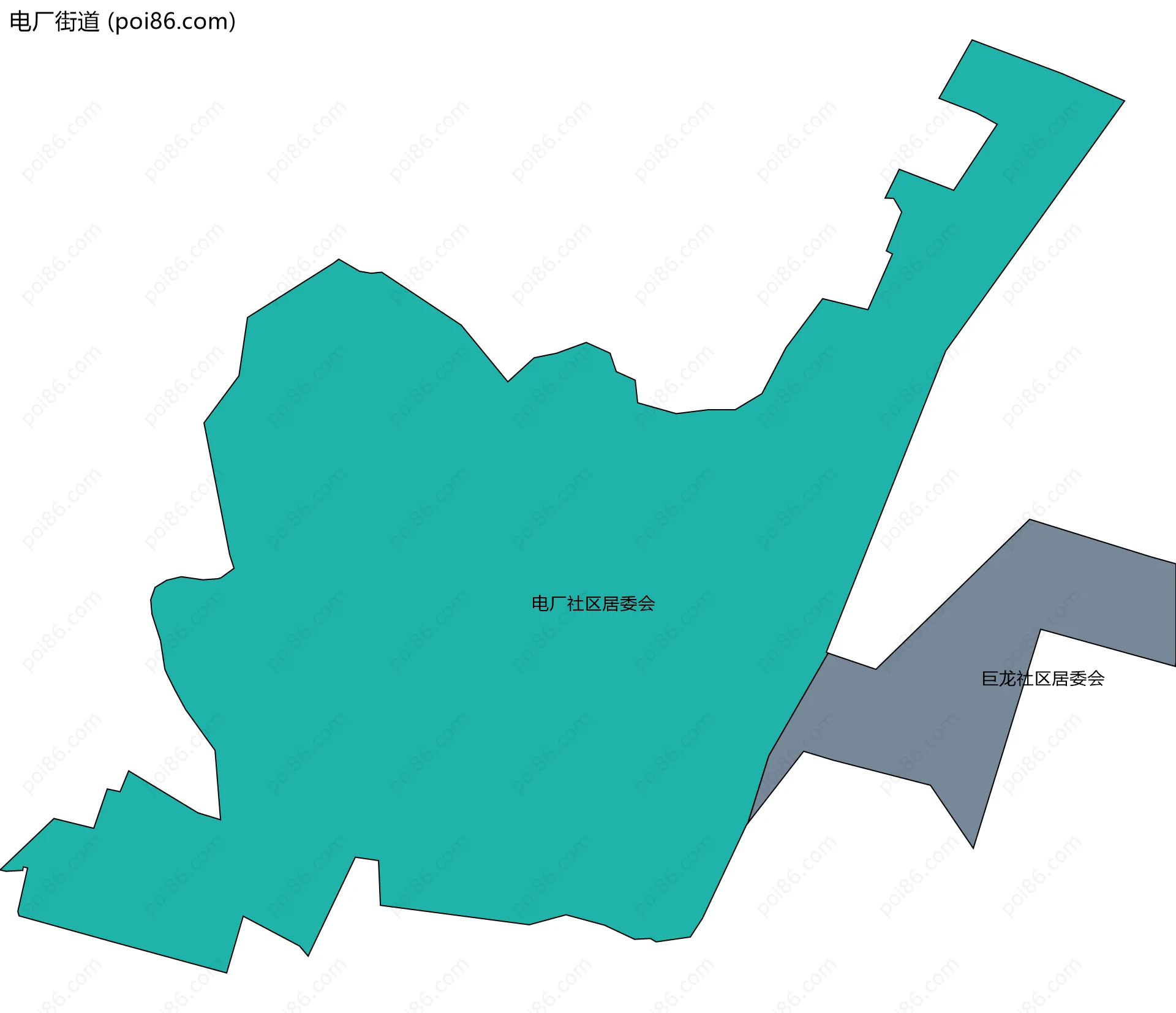 电厂街道边界地图(五级行政区划)