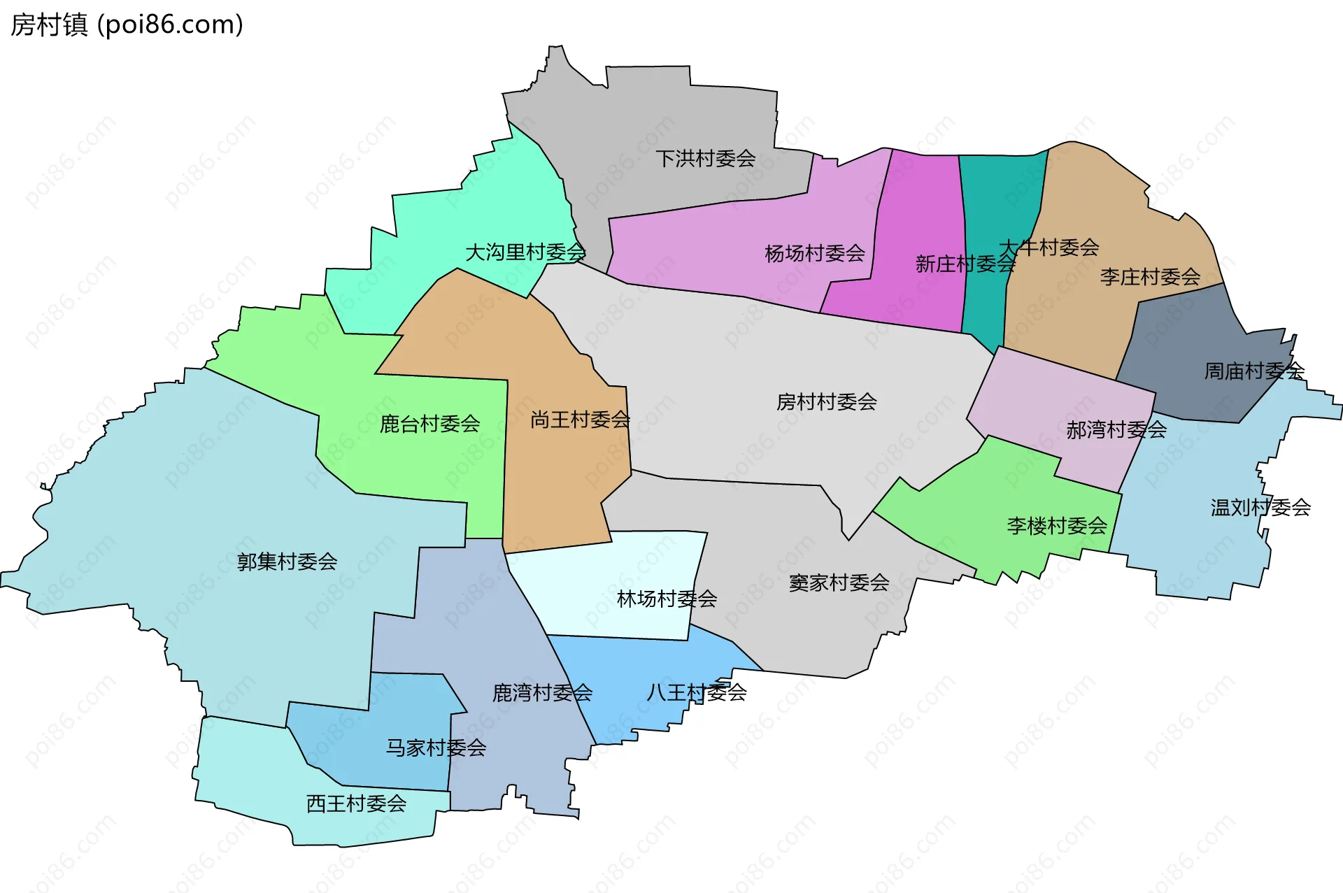 房村镇边界地图(五级行政区划)