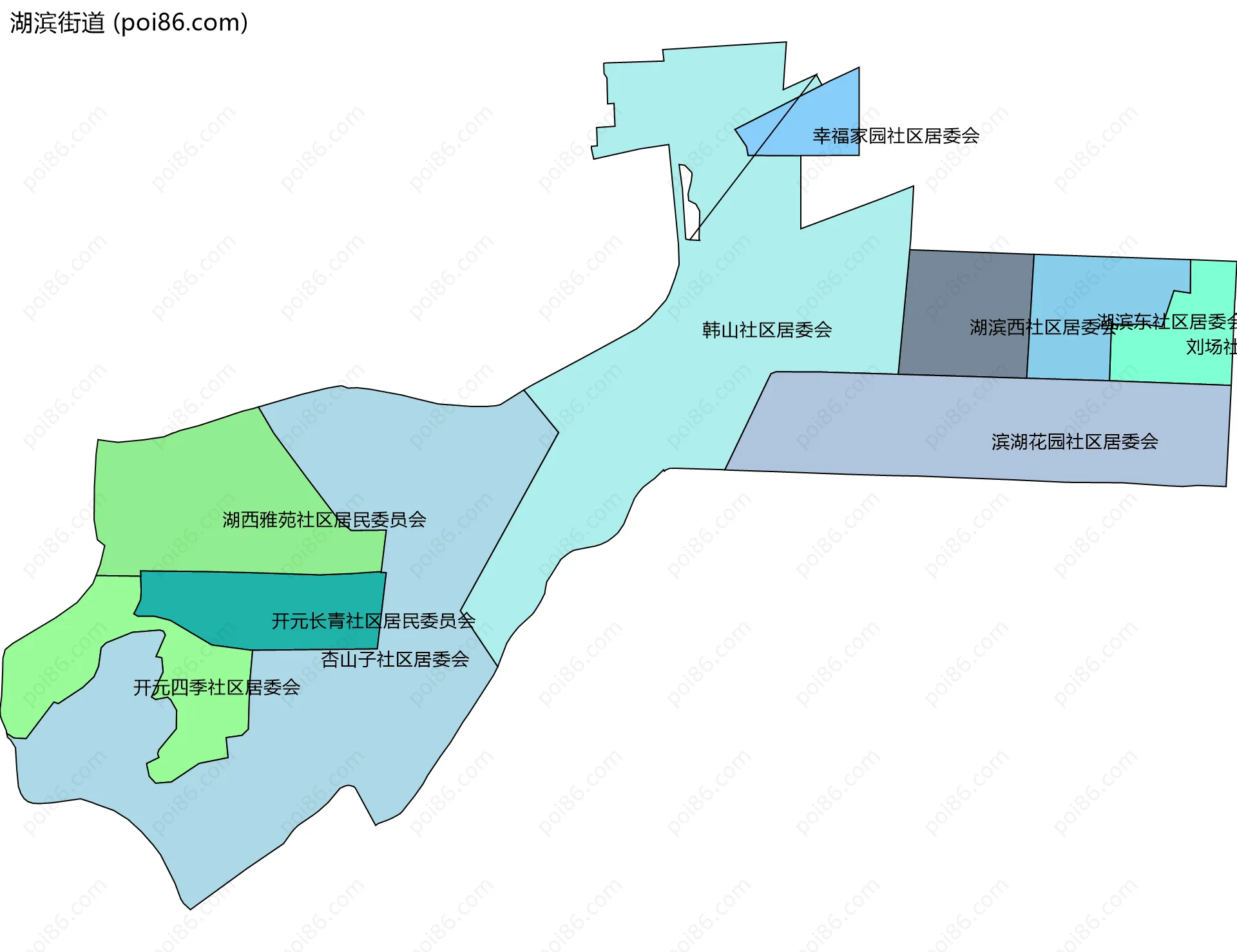 湖滨街道边界地图(五级行政区划)