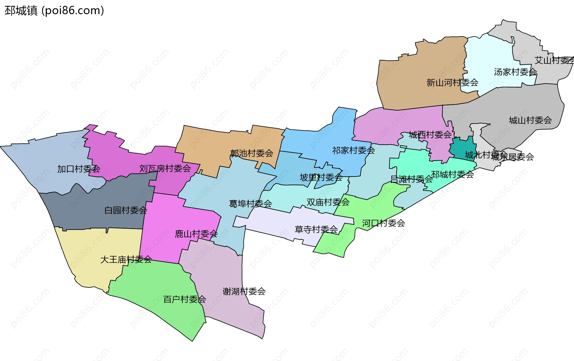 邳城镇边界地图(五级行政区划)