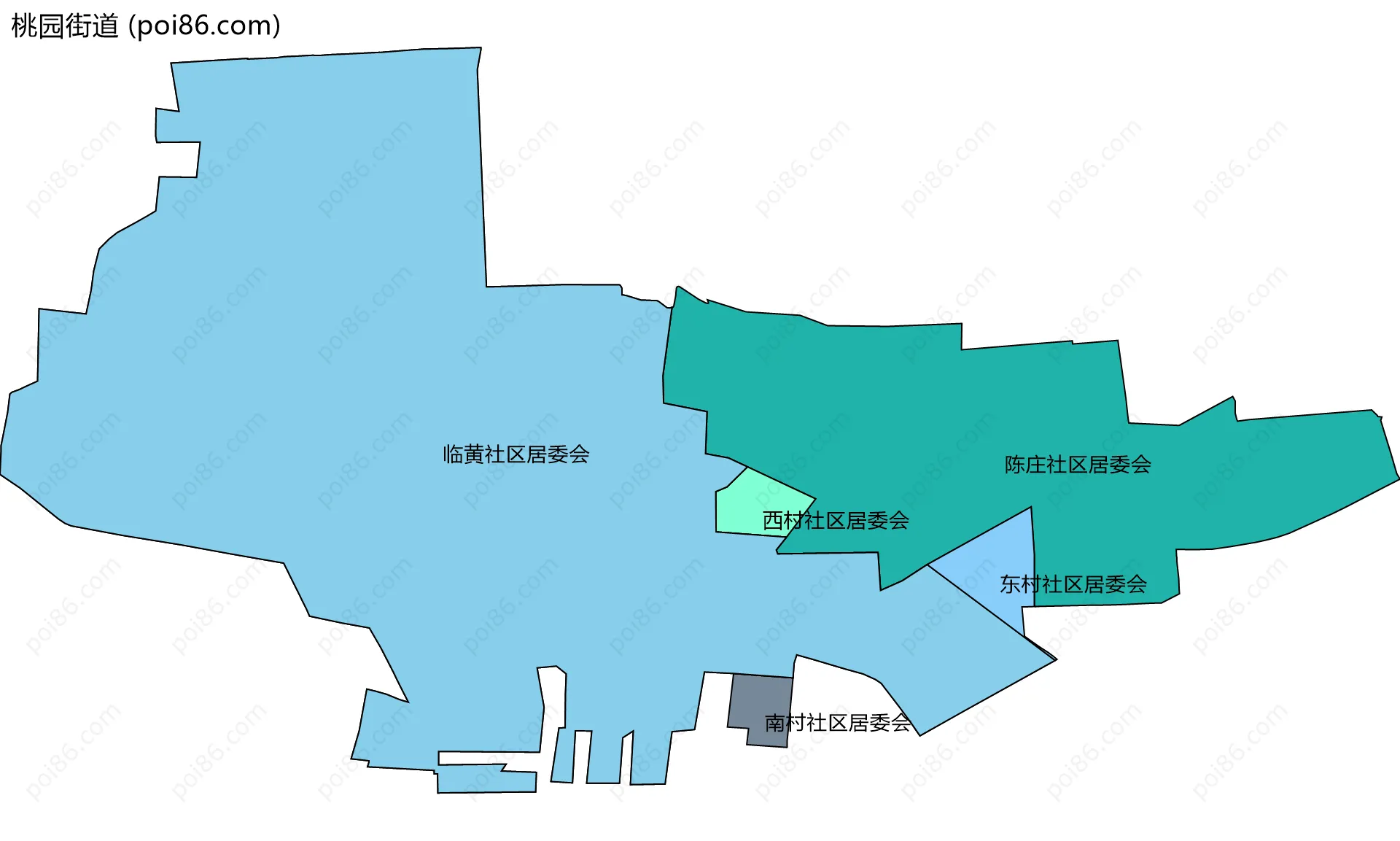 桃园街道边界地图(五级行政区划)