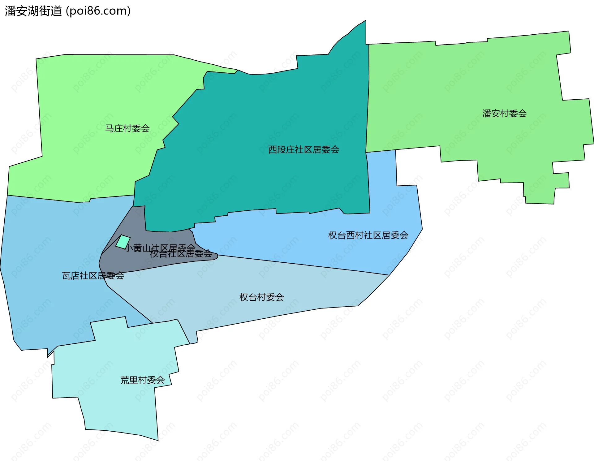 潘安湖街道边界地图(五级行政区划)