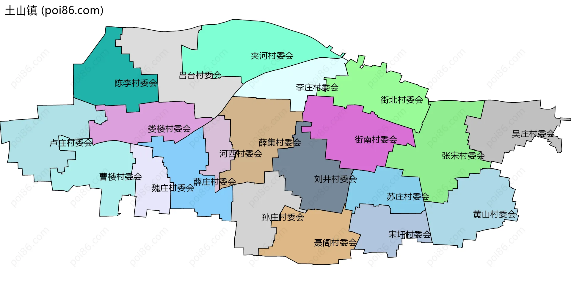 土山镇边界地图(五级行政区划)