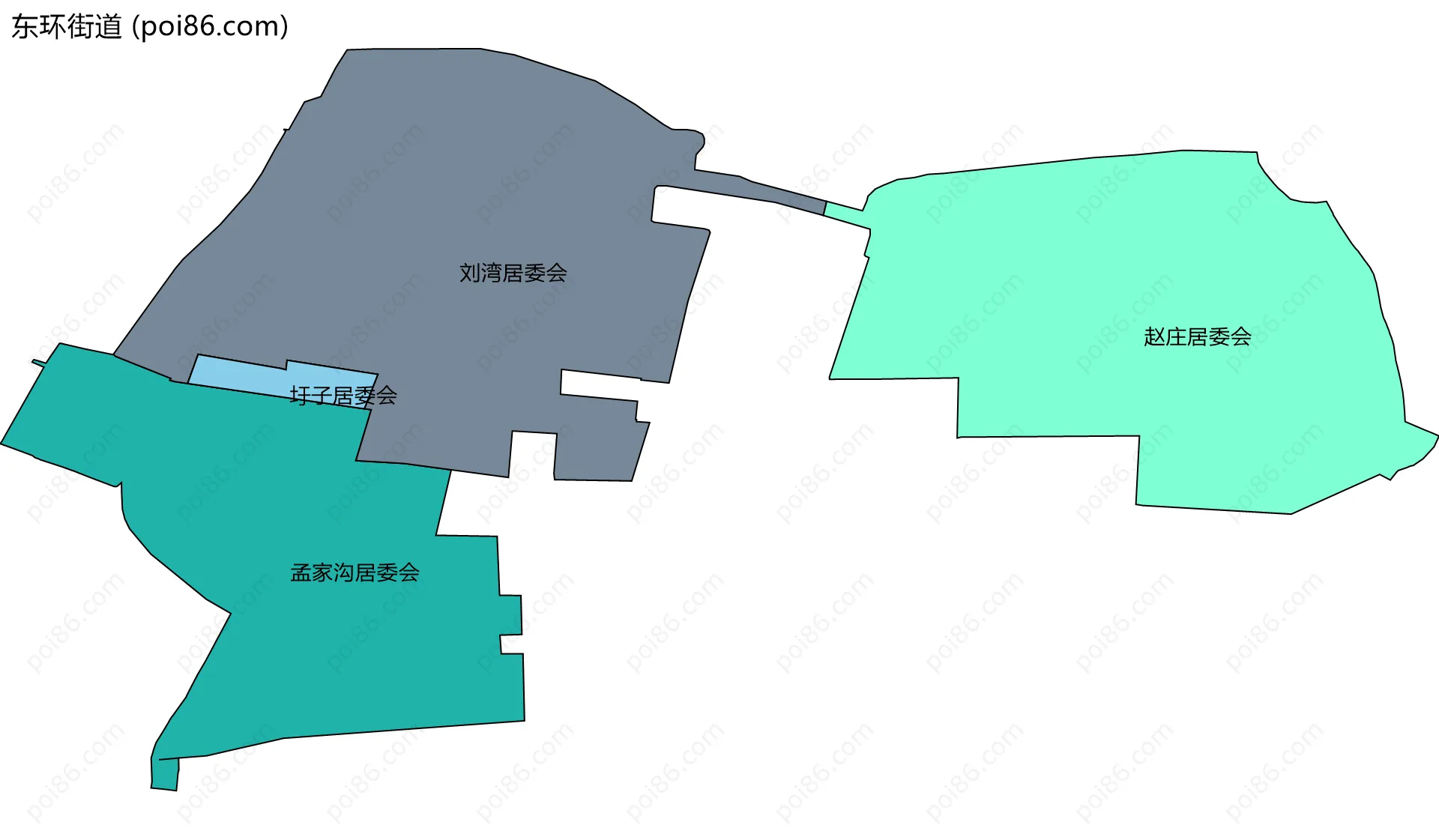 东环街道边界地图(五级行政区划)