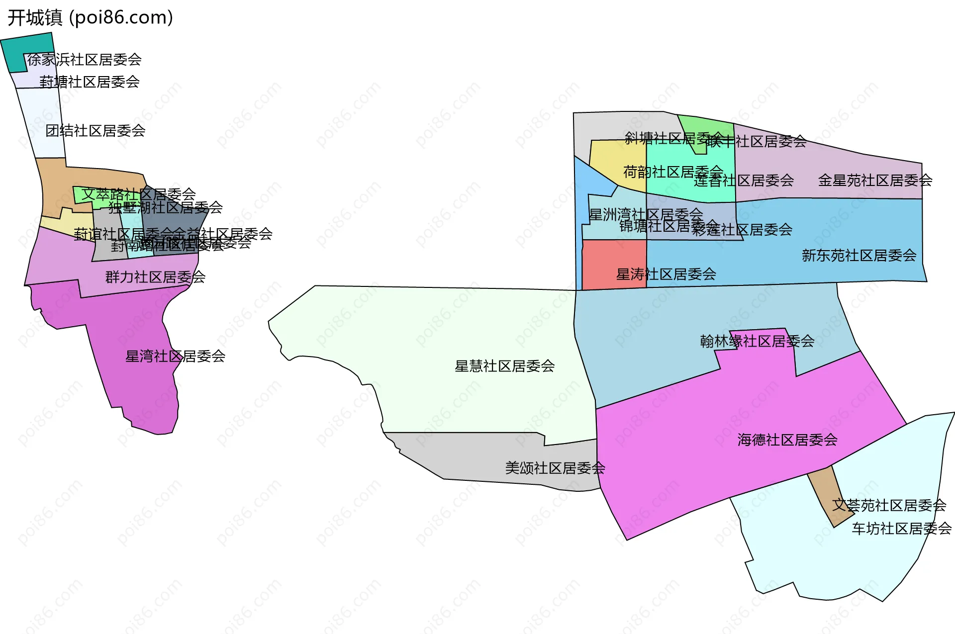 开城镇边界地图(五级行政区划)