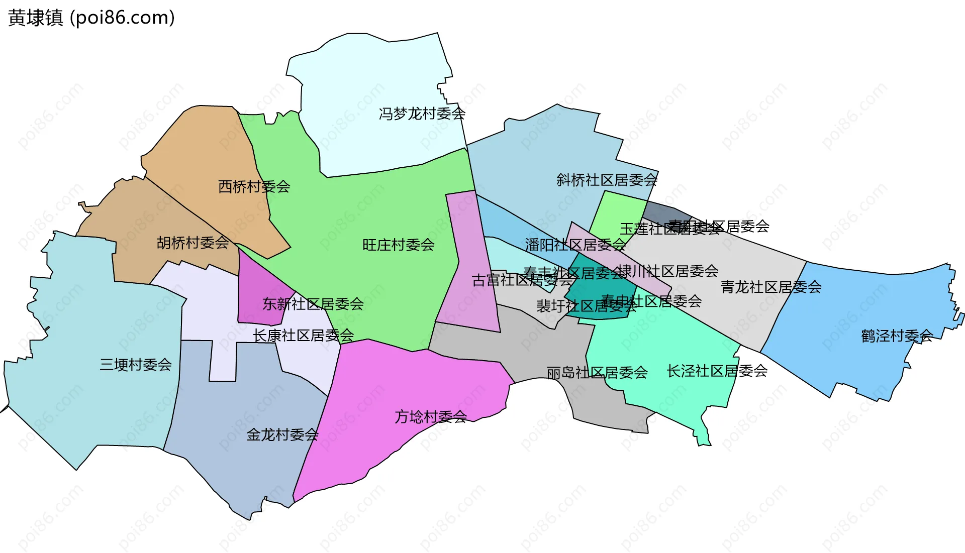 黄埭镇边界地图(五级行政区划)