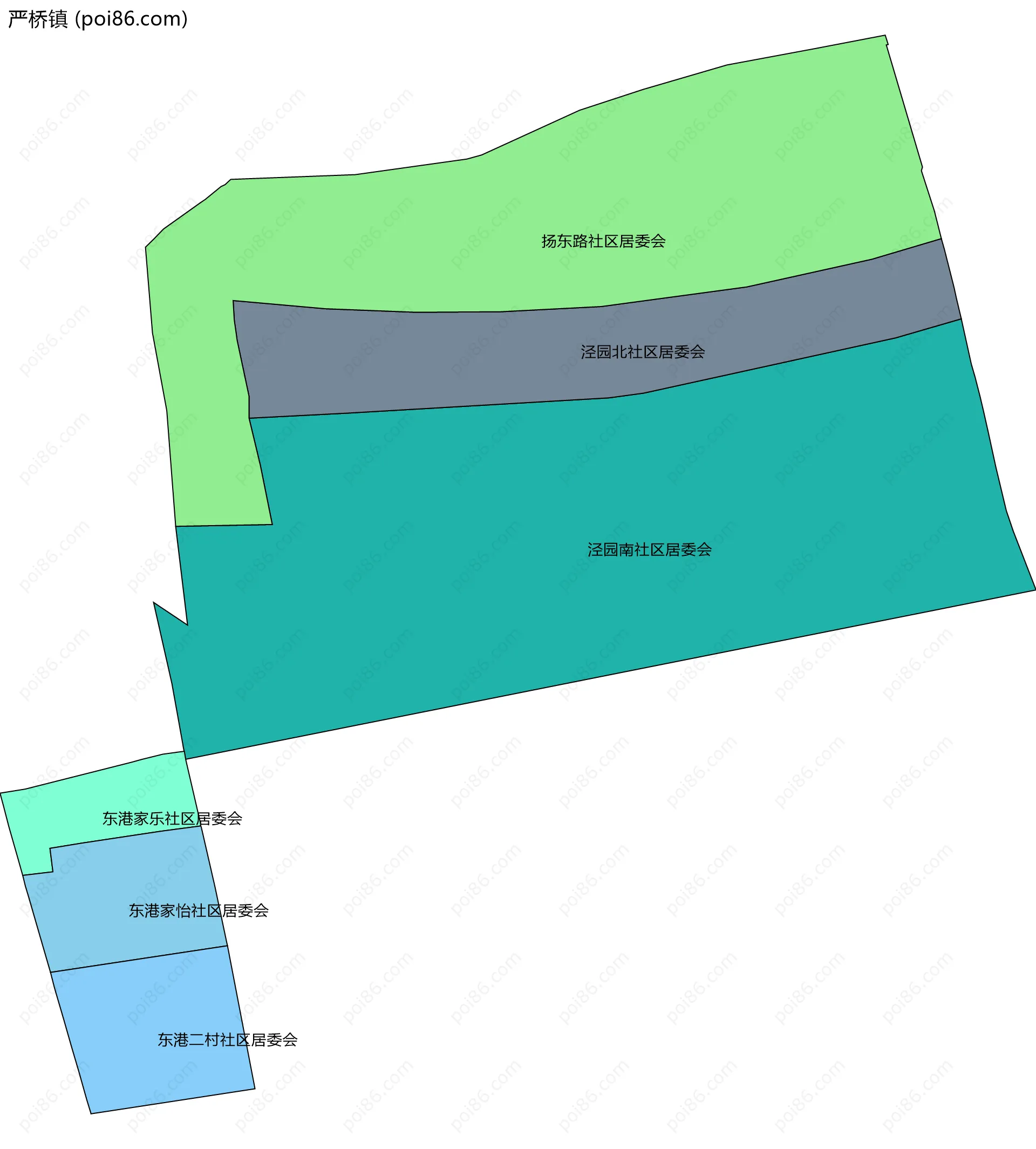严桥镇边界地图(五级行政区划)