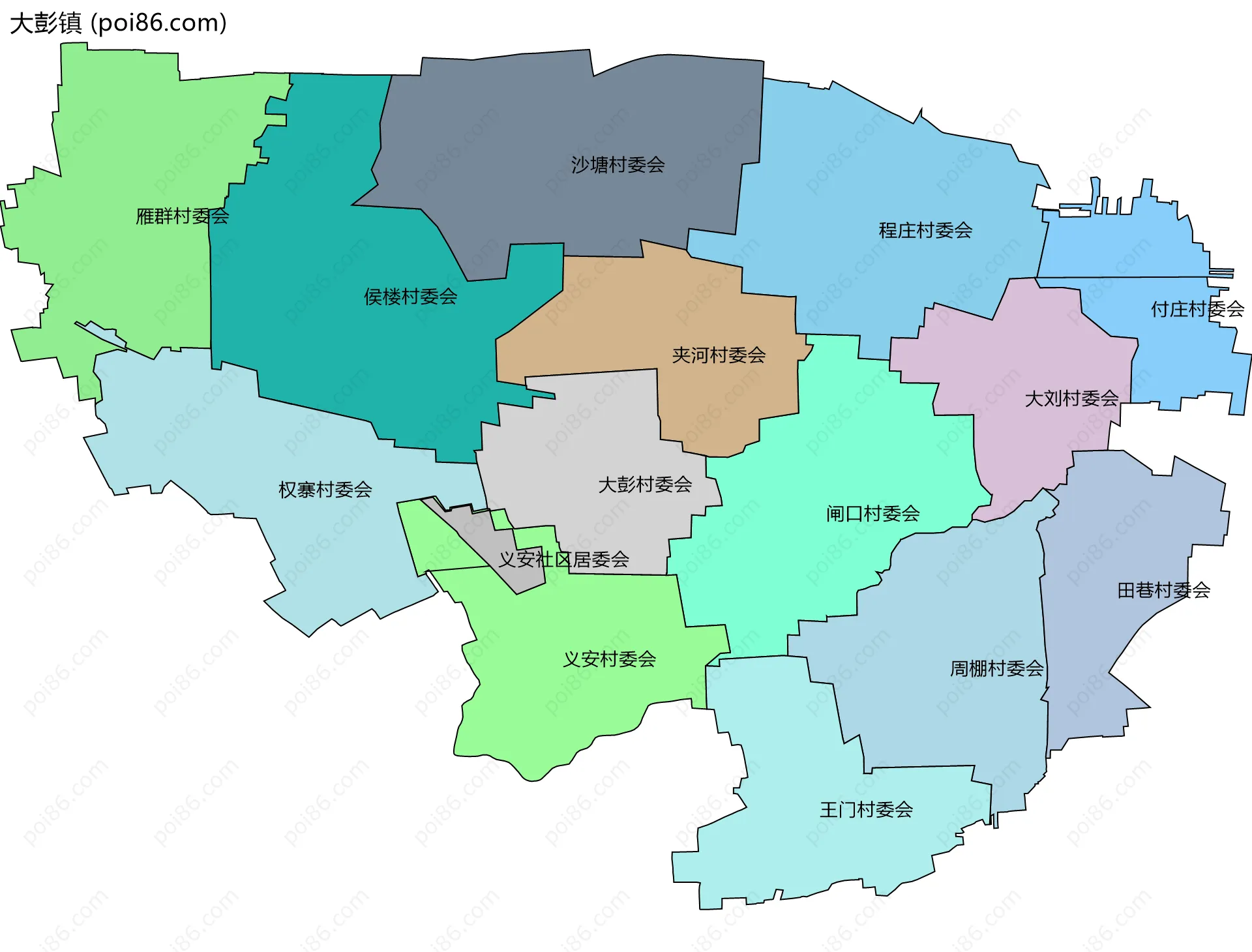 大彭镇边界地图(五级行政区划)