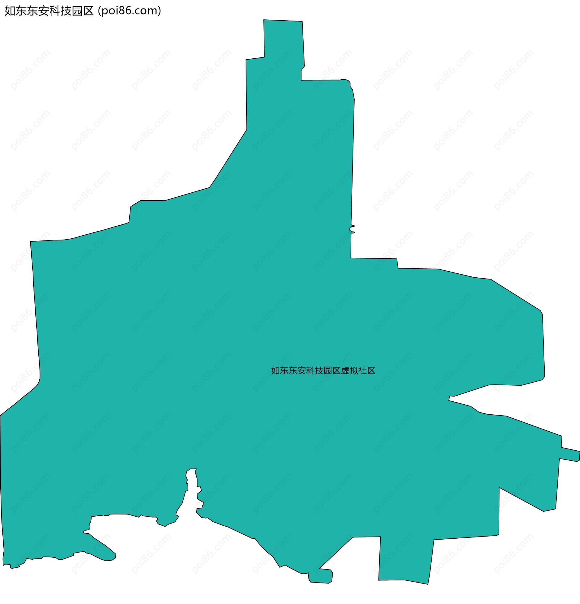 如东东安科技园区边界地图(五级行政区划)