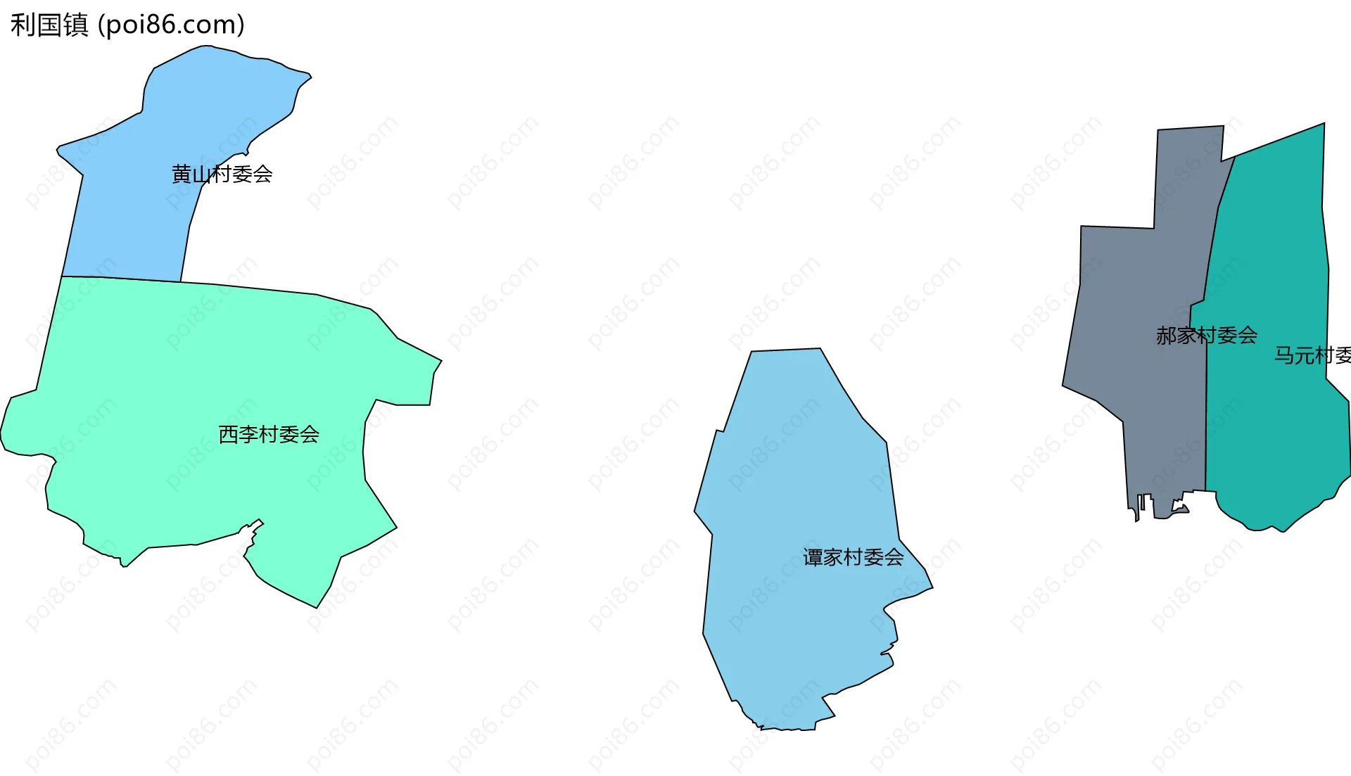 利国镇边界地图(五级行政区划)