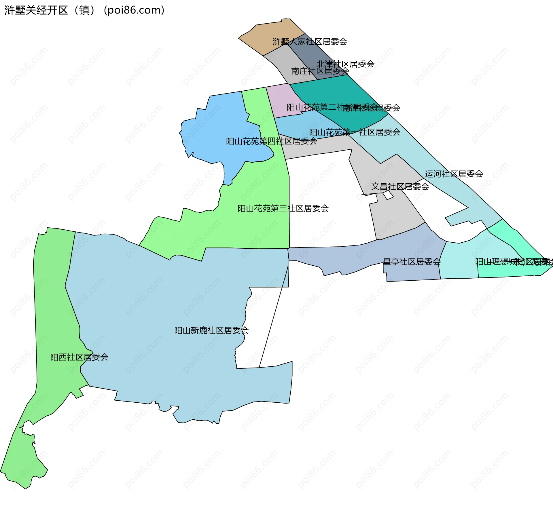 浒墅关经开区（镇）边界地图(五级行政区划)