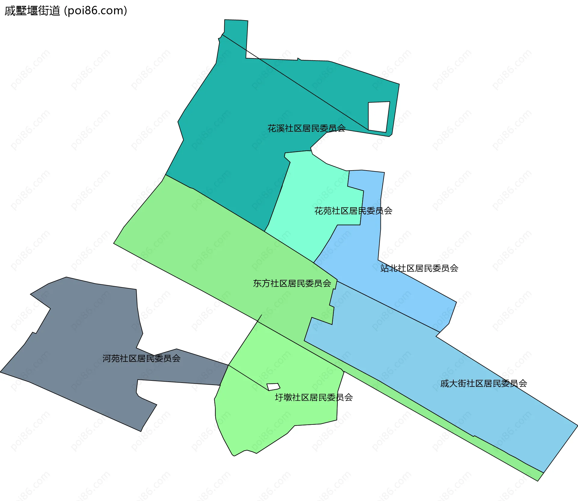 戚墅堰街道边界地图(五级行政区划)
