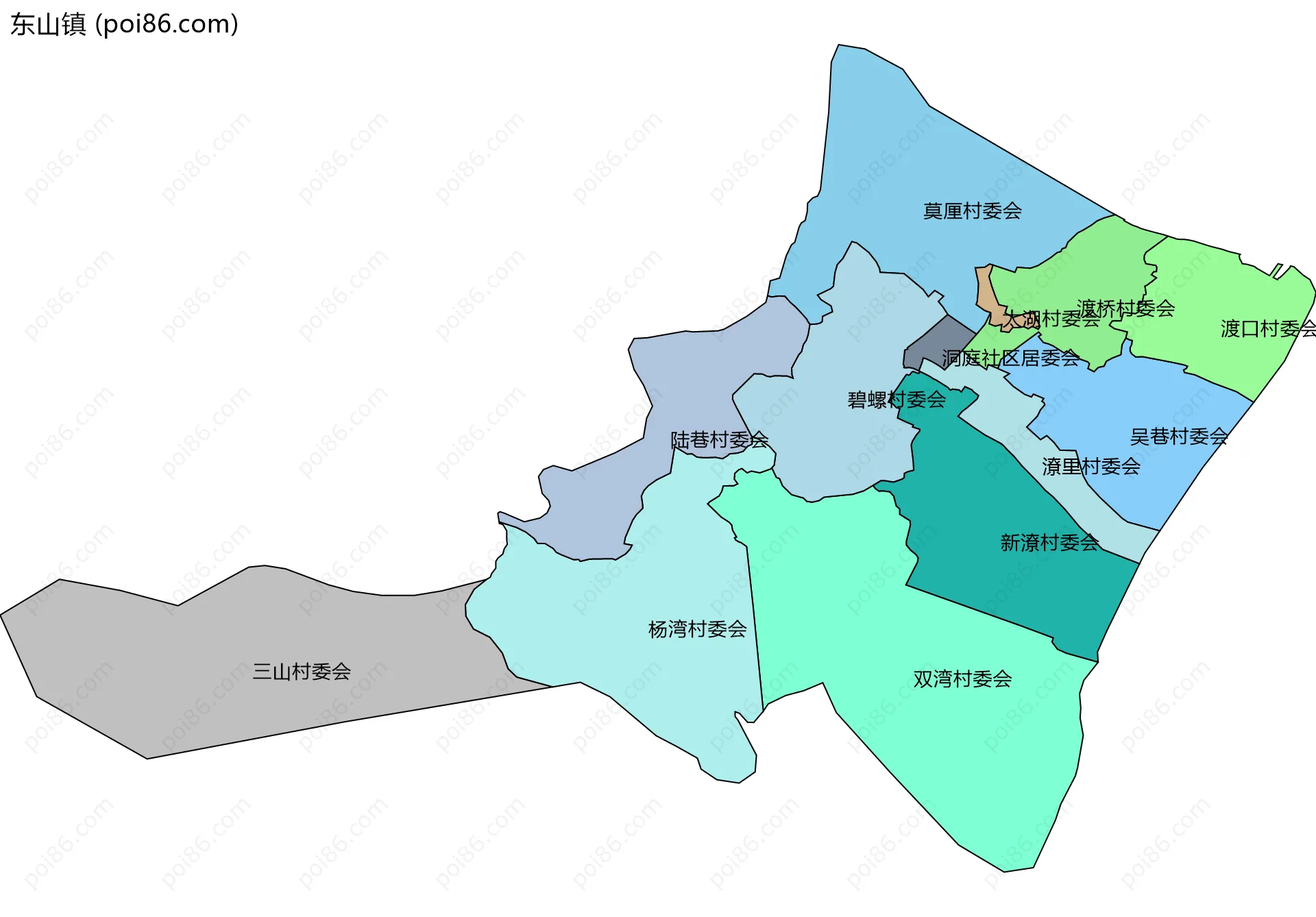 东山镇边界地图(五级行政区划)