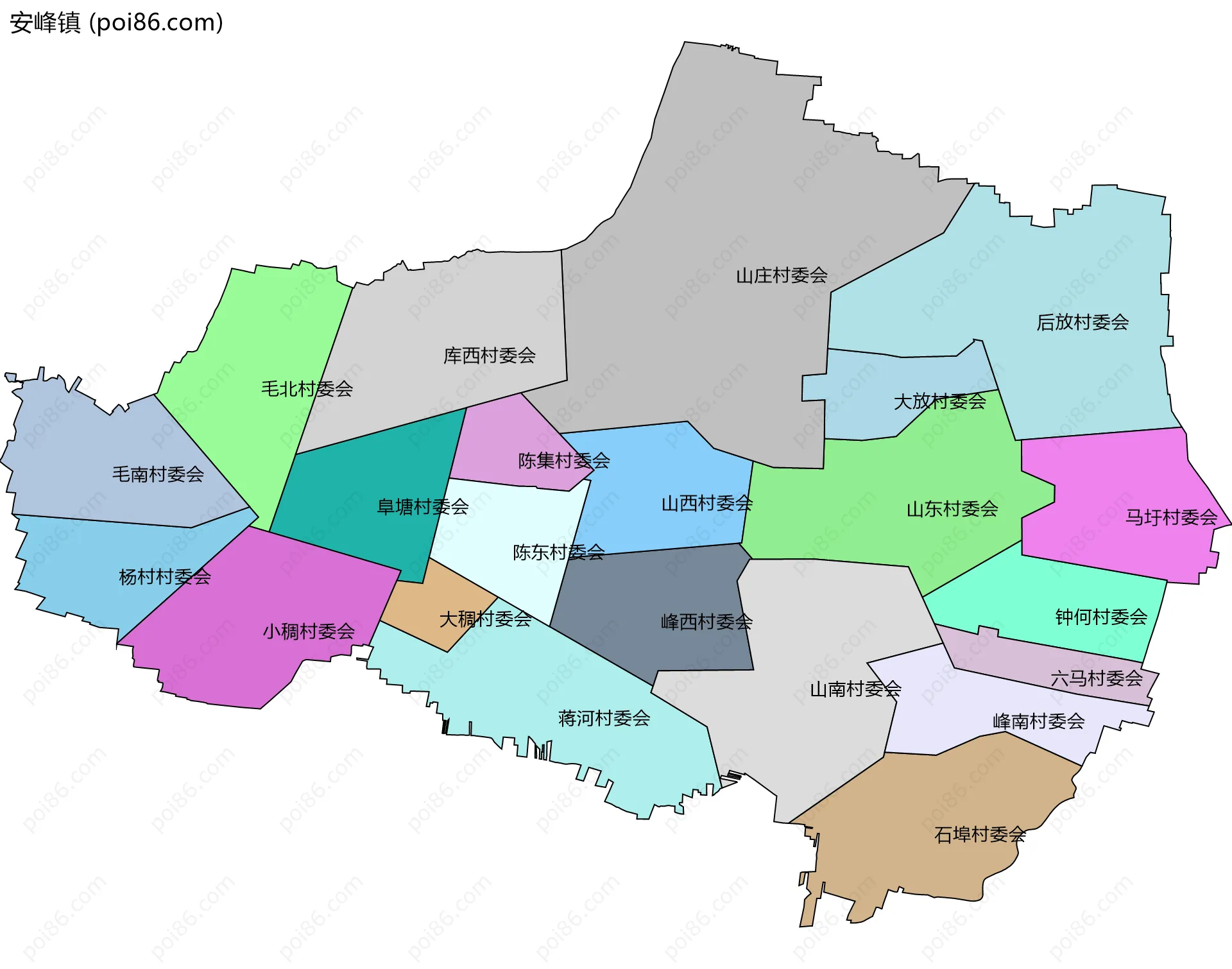 安峰镇边界地图(五级行政区划)