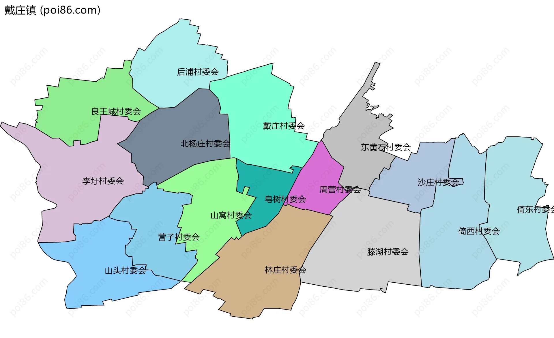 戴庄镇边界地图(五级行政区划)